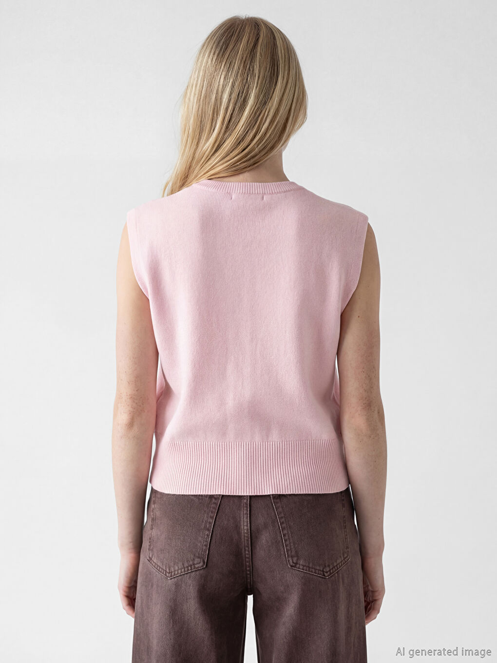 Crew Neck Women's Knitwear Waistcoat-3