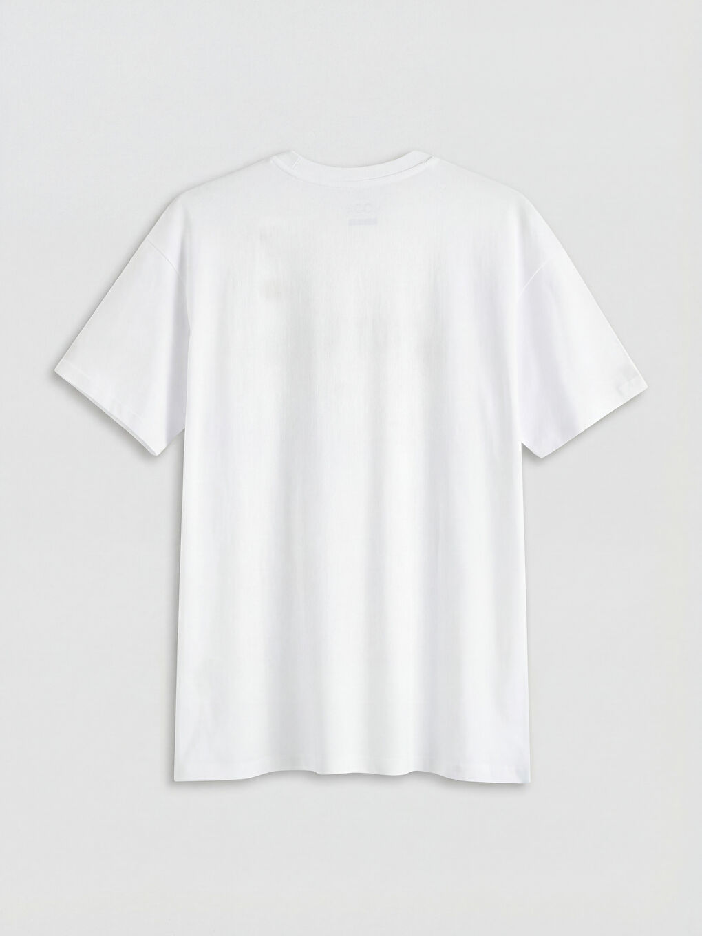 Beyaz Bisiklet Yaka Baskılı Oversize Kadın Spor Tişört-5