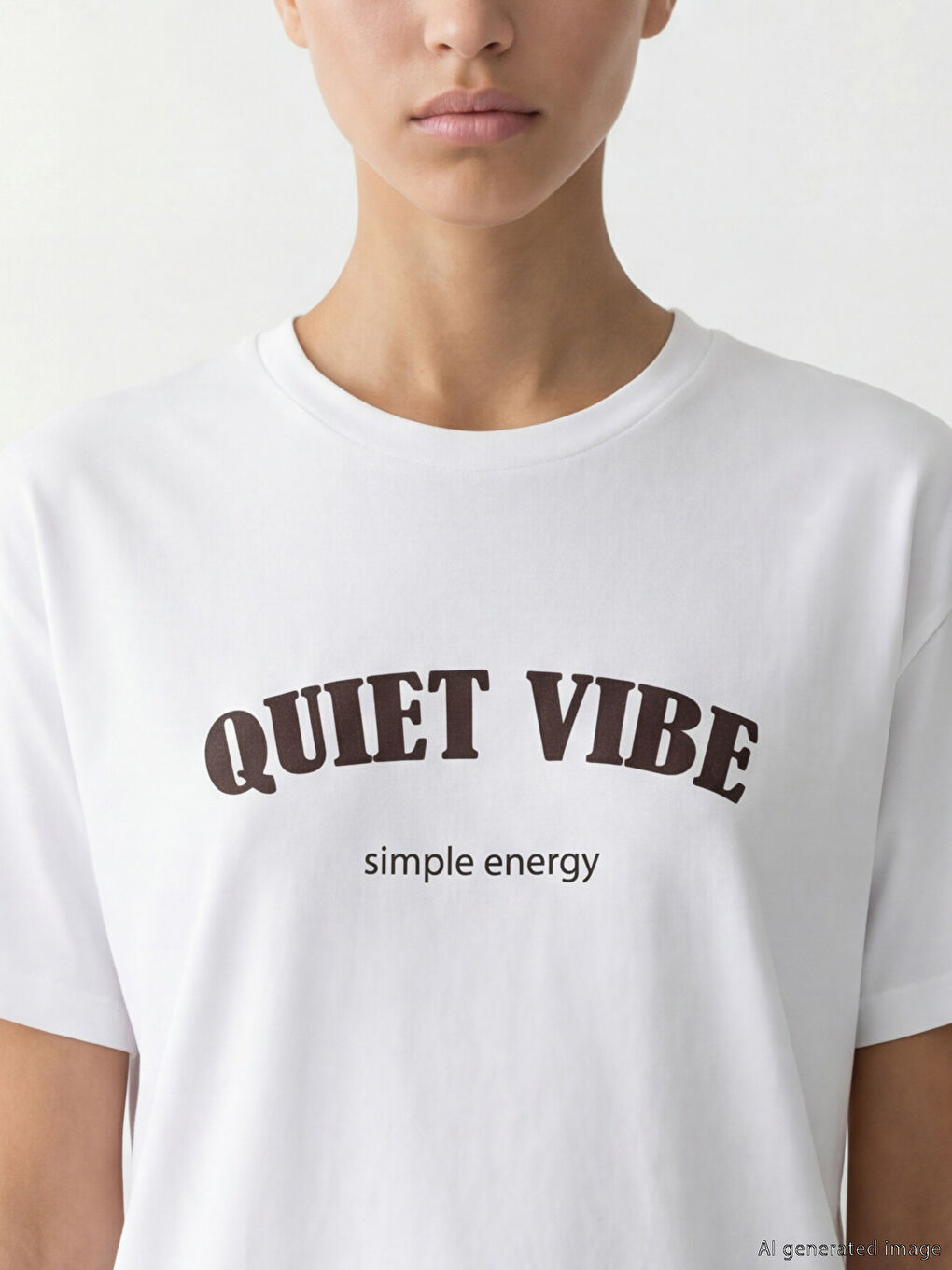 Beyaz Bisiklet Yaka Baskılı Oversize Kadın Spor Tişört-2