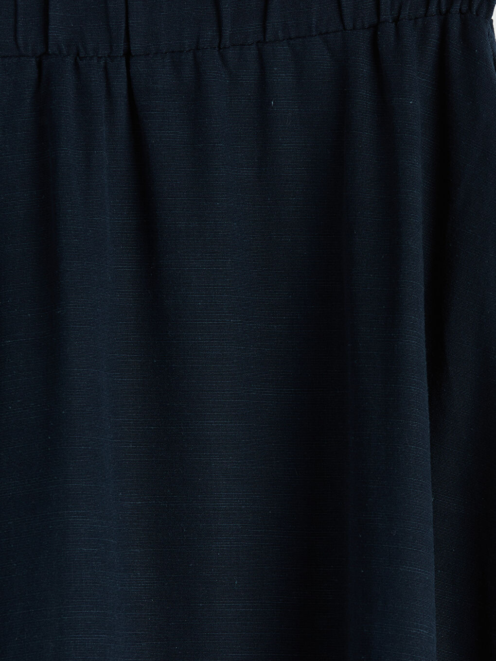 Lacivert Beli Lastikli Keten Karışımlı Kloş Etek-2