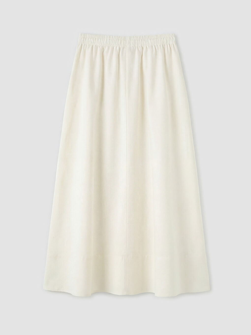 Beyaz Beli Lastikli Poplin Kloş Etek-1