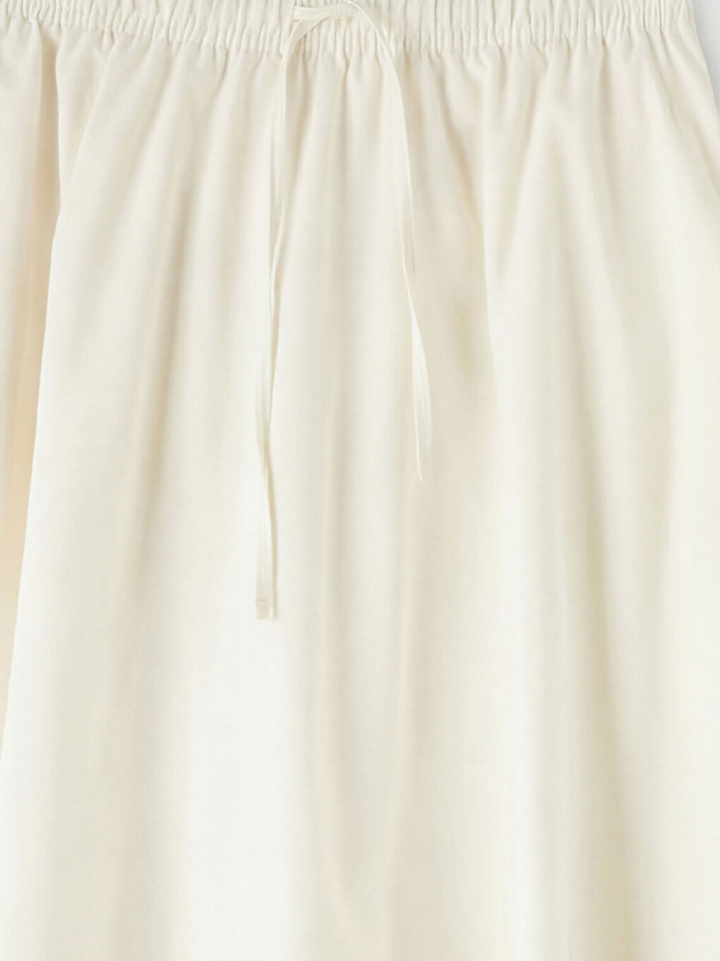 Beyaz Beli Lastikli Poplin Kloş Etek-2