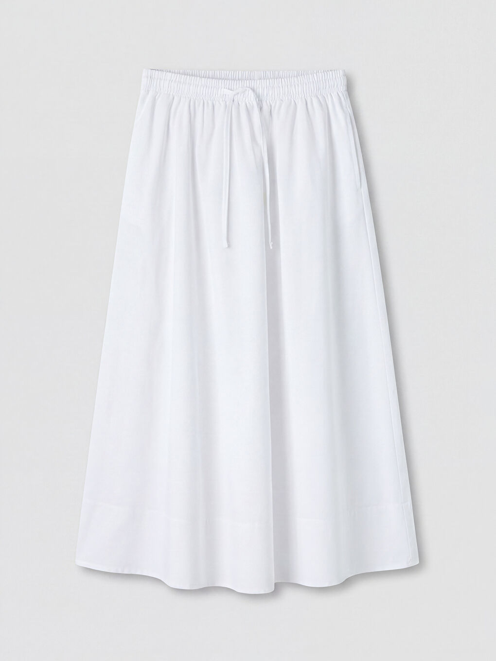 Elastic Waist Poplin Flared Skirt-4