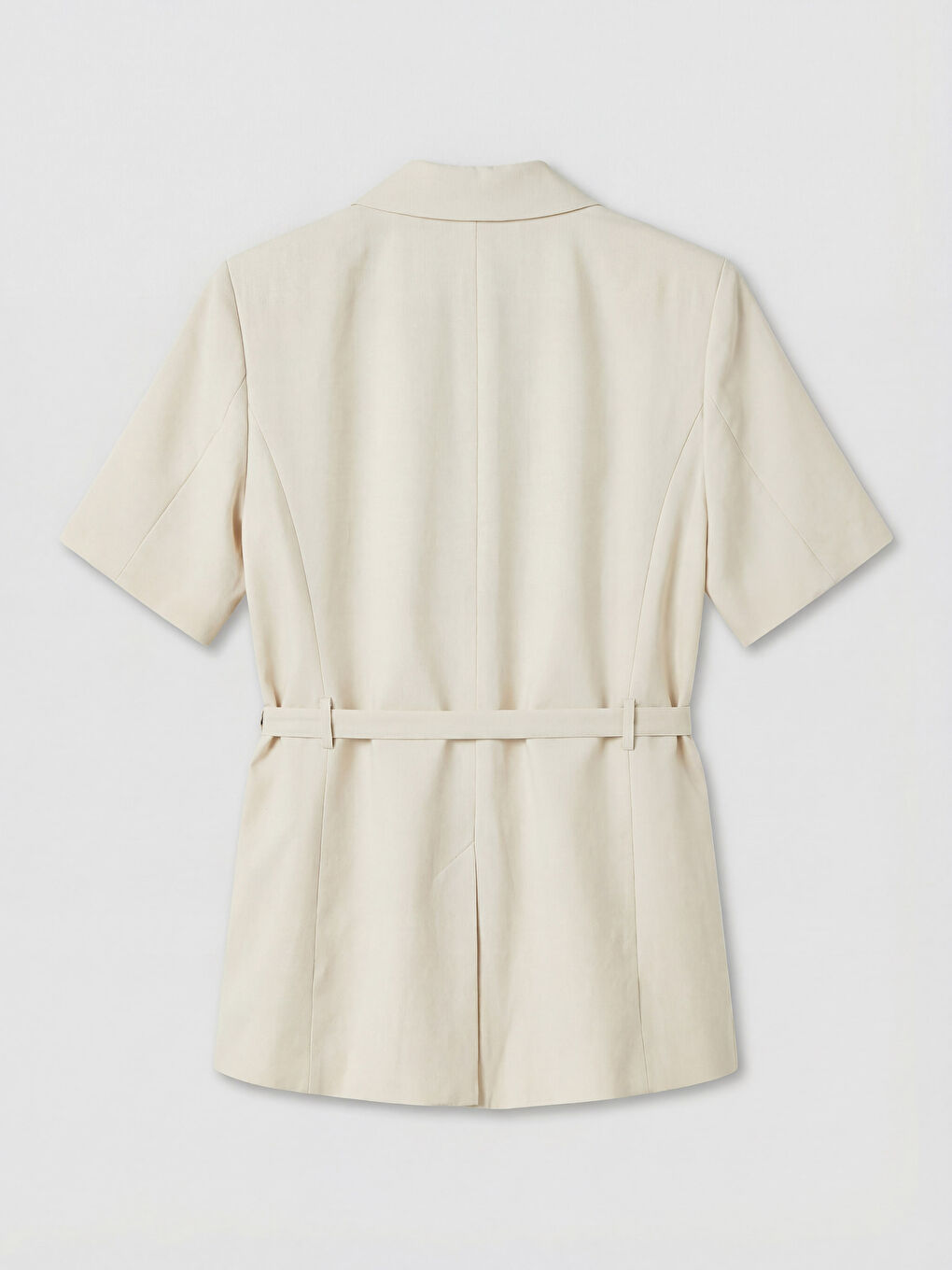 Bej Kuşaklı Modal Karışımlı Kadın Blazer Ceket-1