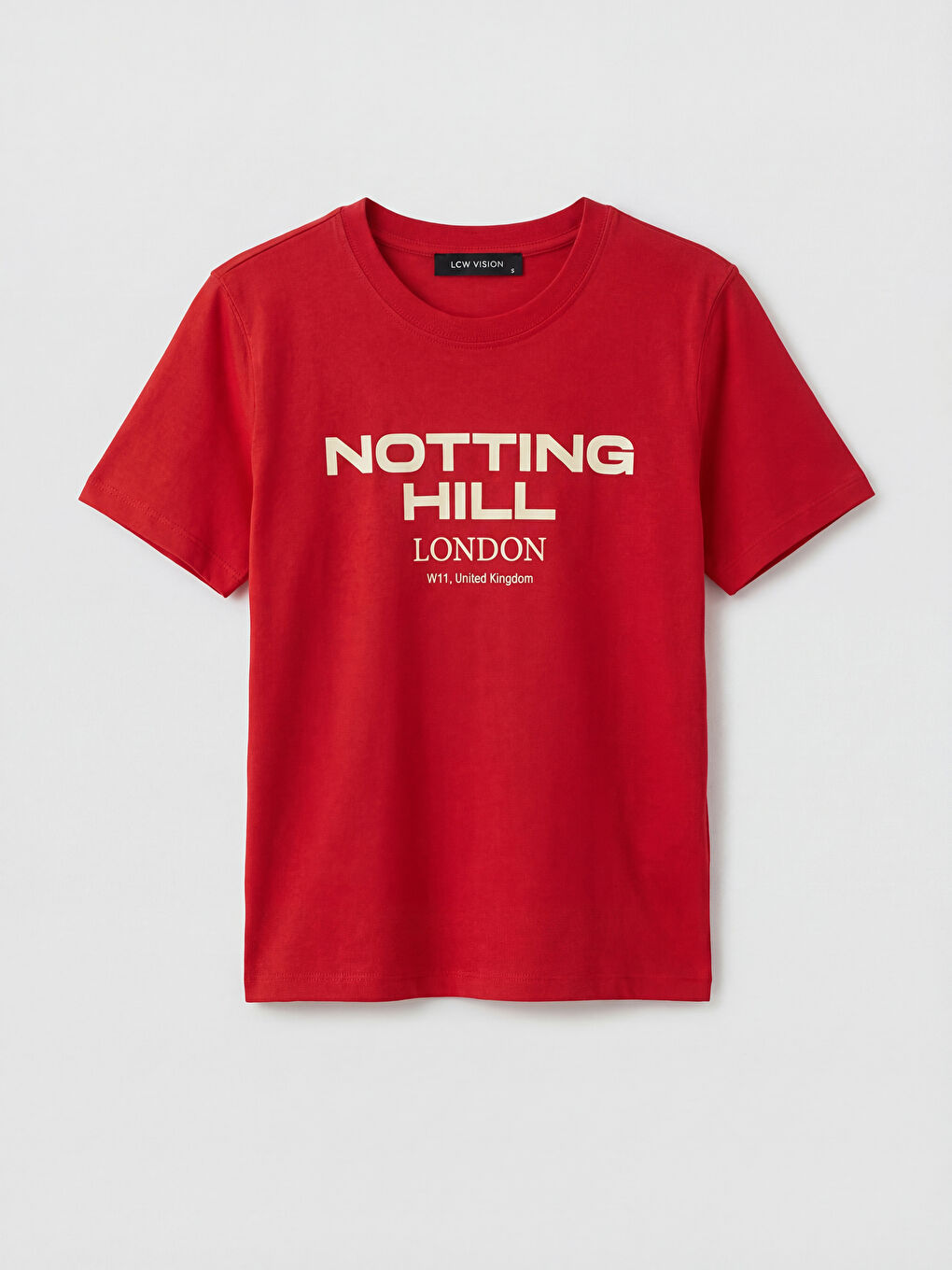 Kırmızı Bisiklet Yaka Baskılı Kadın Tişört