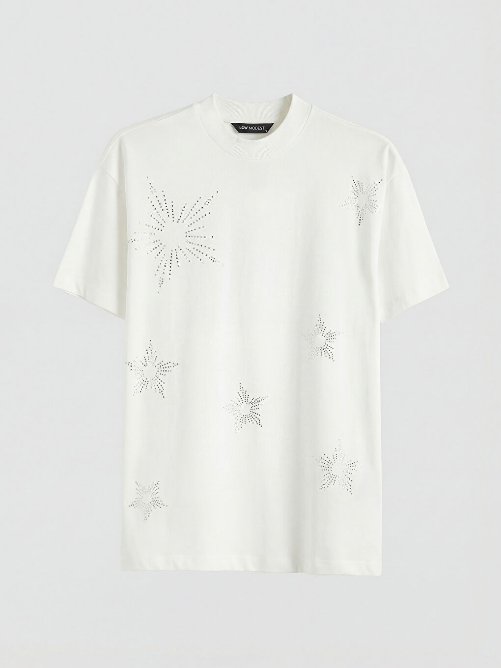 Ekru Bisiklet Yaka Taşlı Kadın Tunik