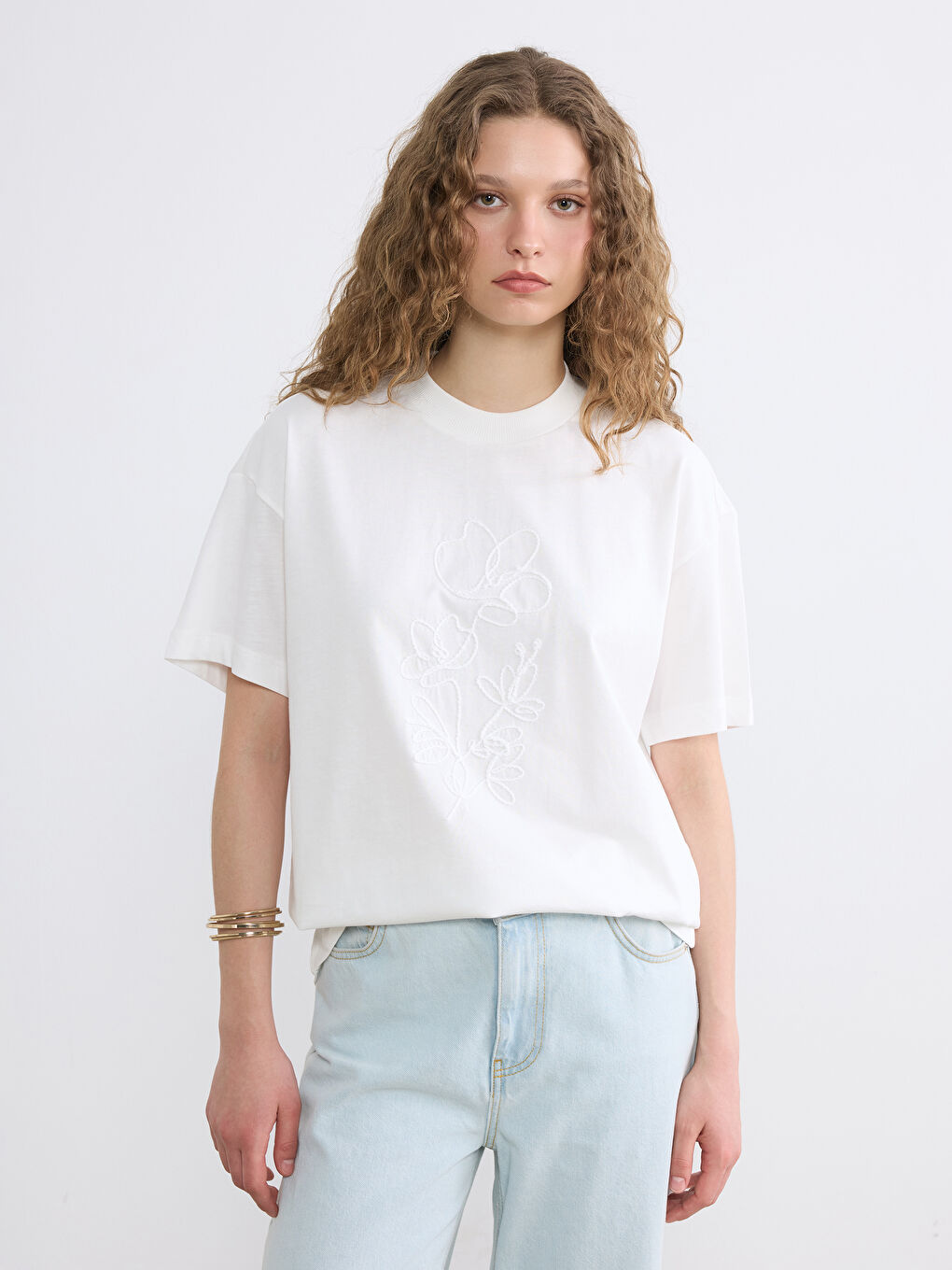 Crew Neck Embroidered Women's T-Shirt