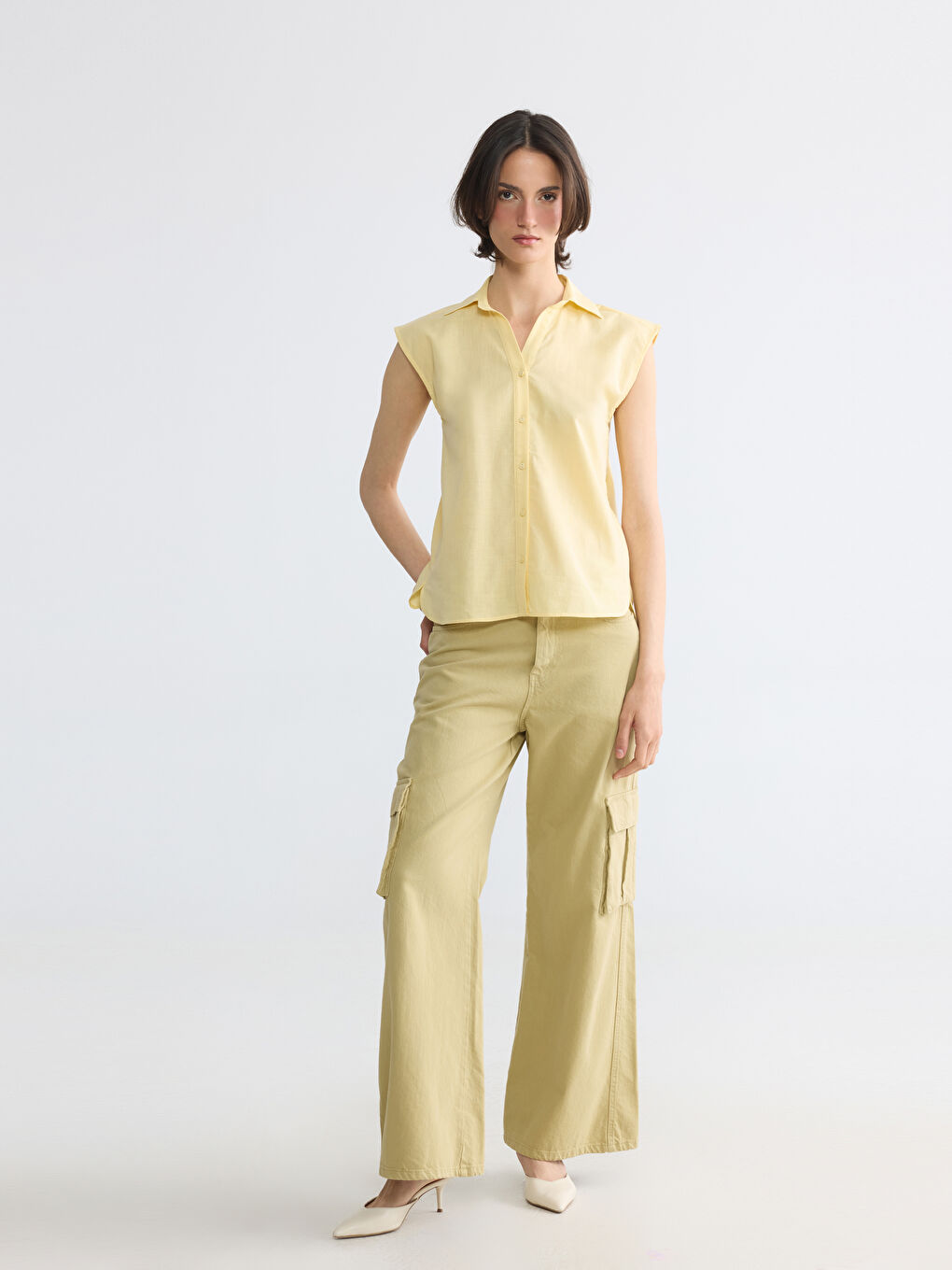 Bej Regular Fit Kadın Gömlek-1