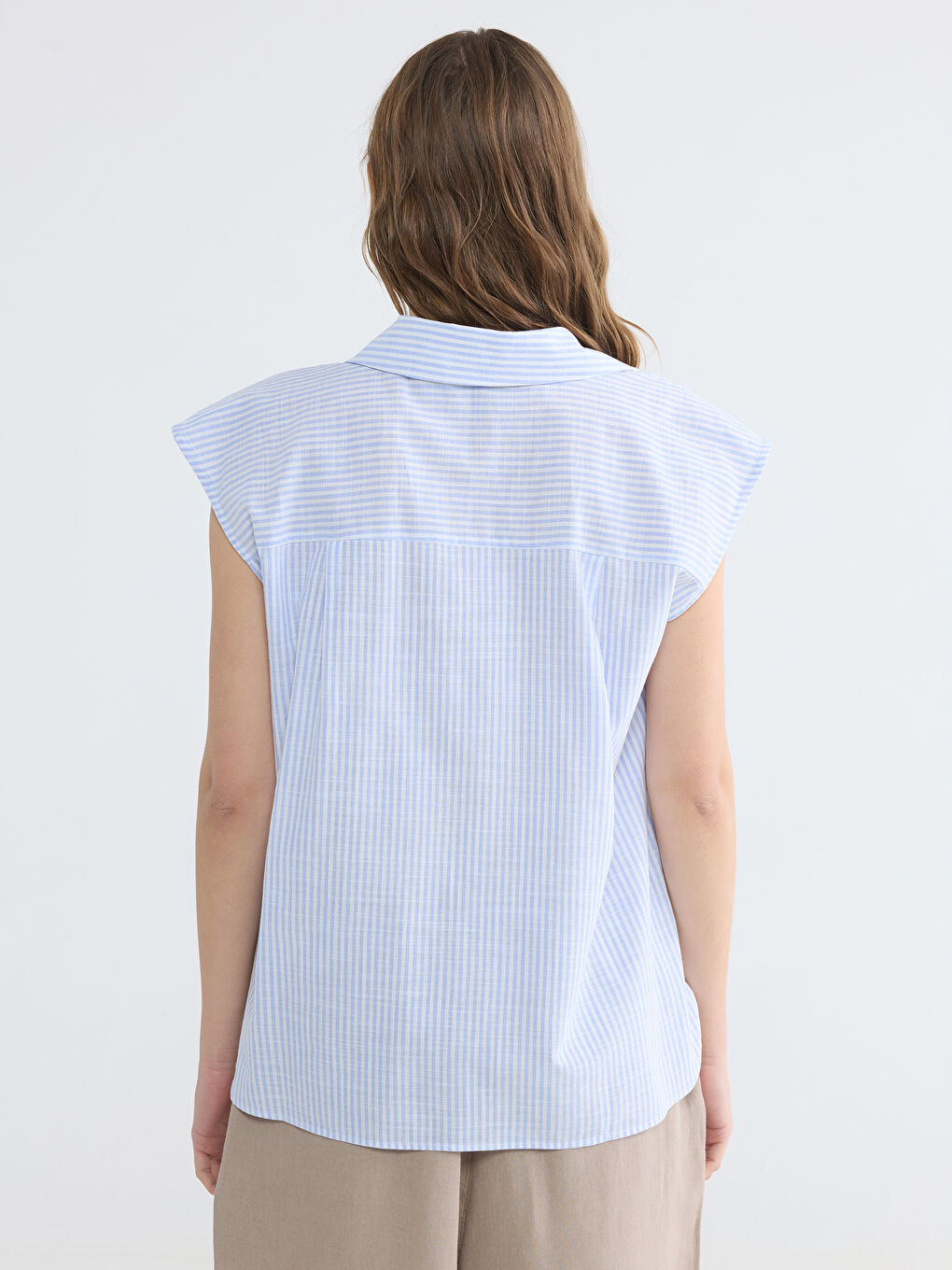 Mavi Çizgili Kadın Gömlek-3