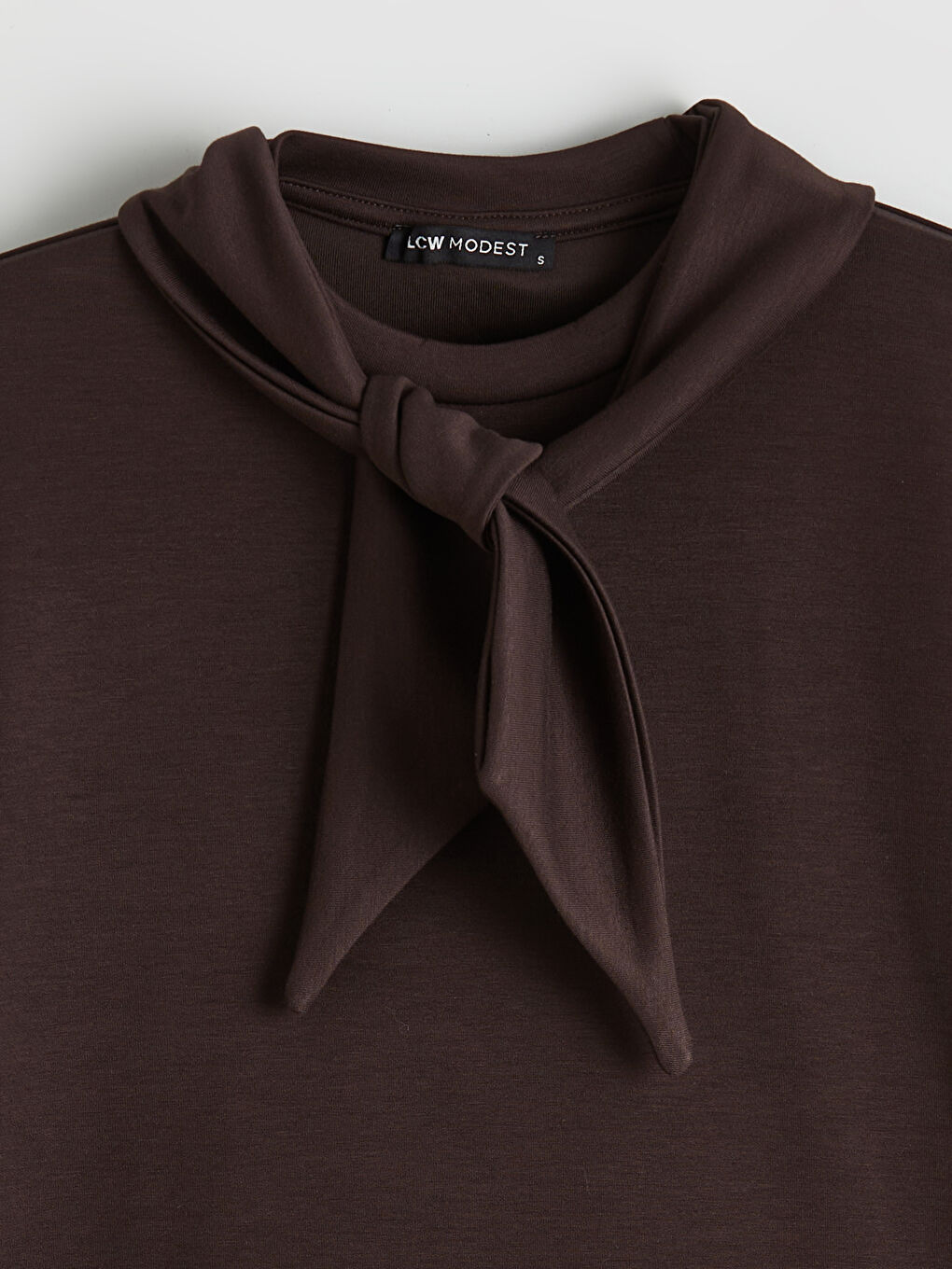 Kahverengi Fular Yaka Kadın Tunik-3