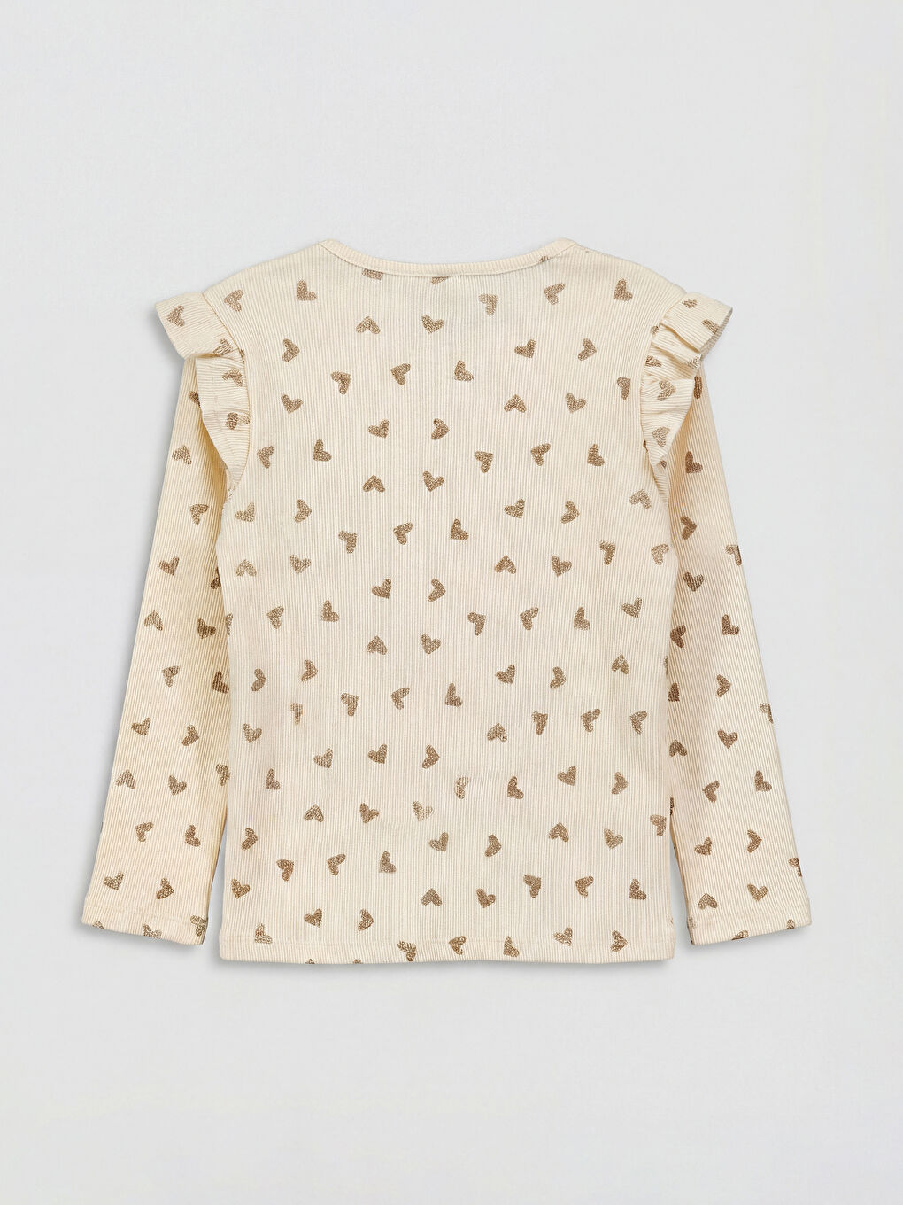 Ruffled Heart Print Girls' Long Sleeve T-Shirt-1