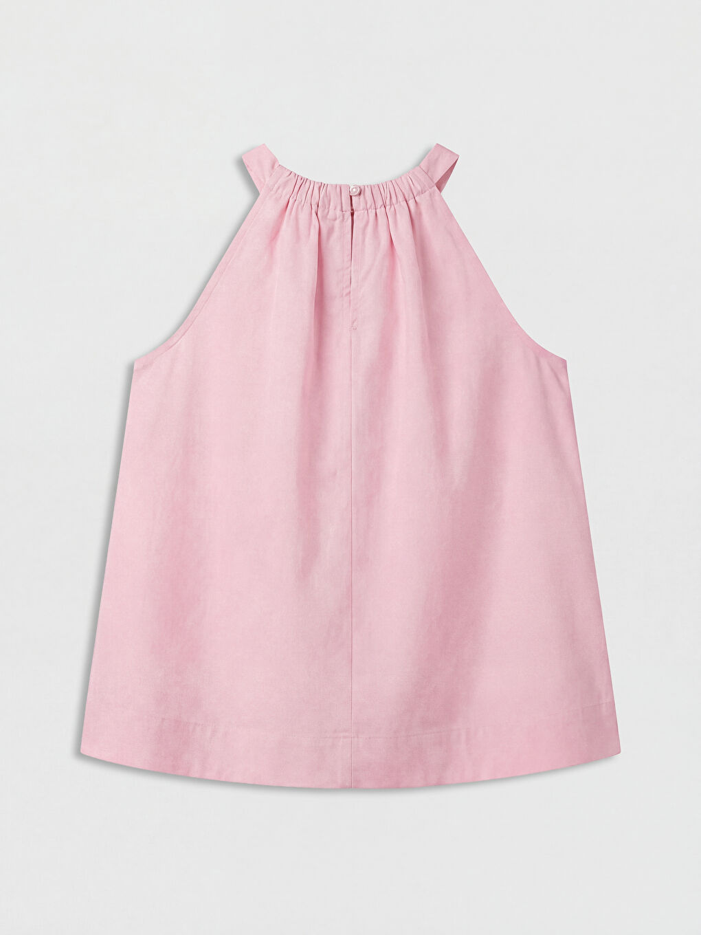 Pembe Büzgü Detaylı Halter Yaka Kız Çocuk Bluz-1