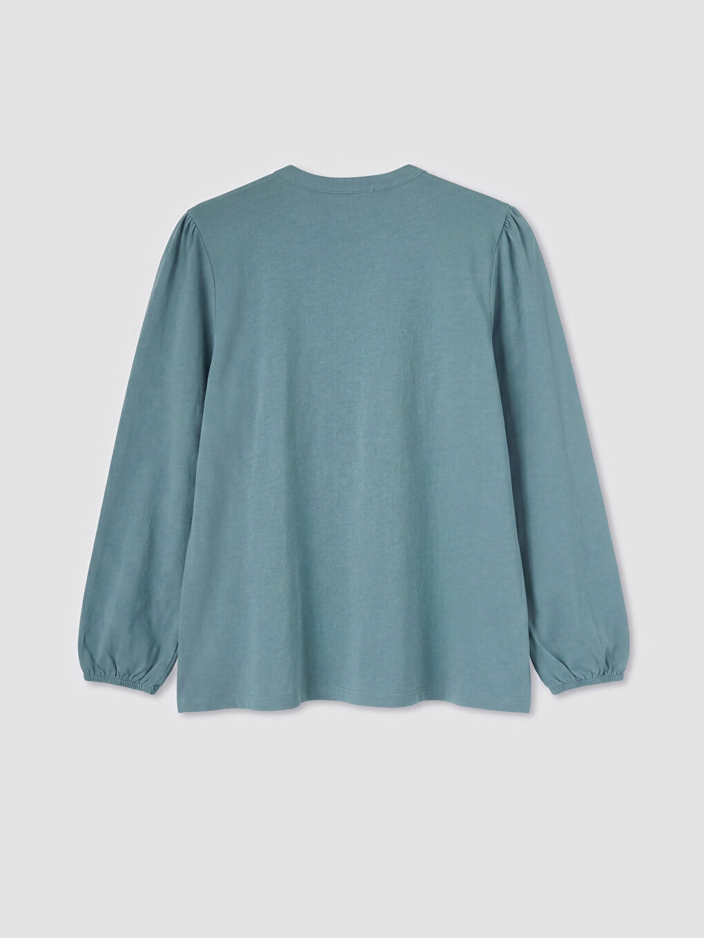 Mavi Bağlamalı Yaka Nakışlı Bluz-1