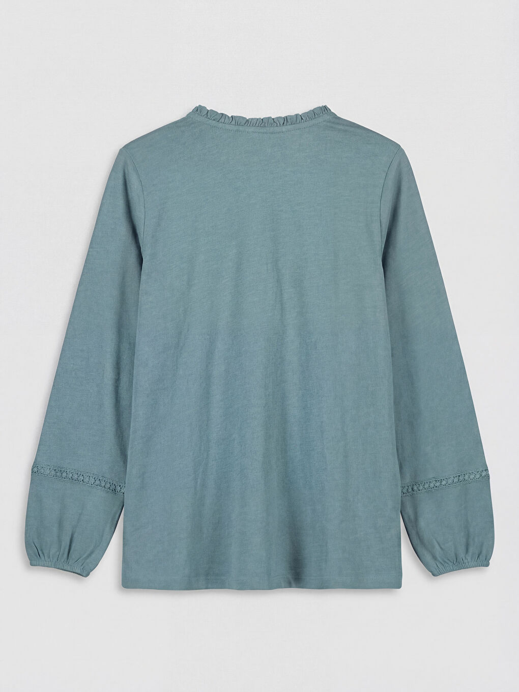 Mavi Kaçık Yaka Nakışlı Bluz-1