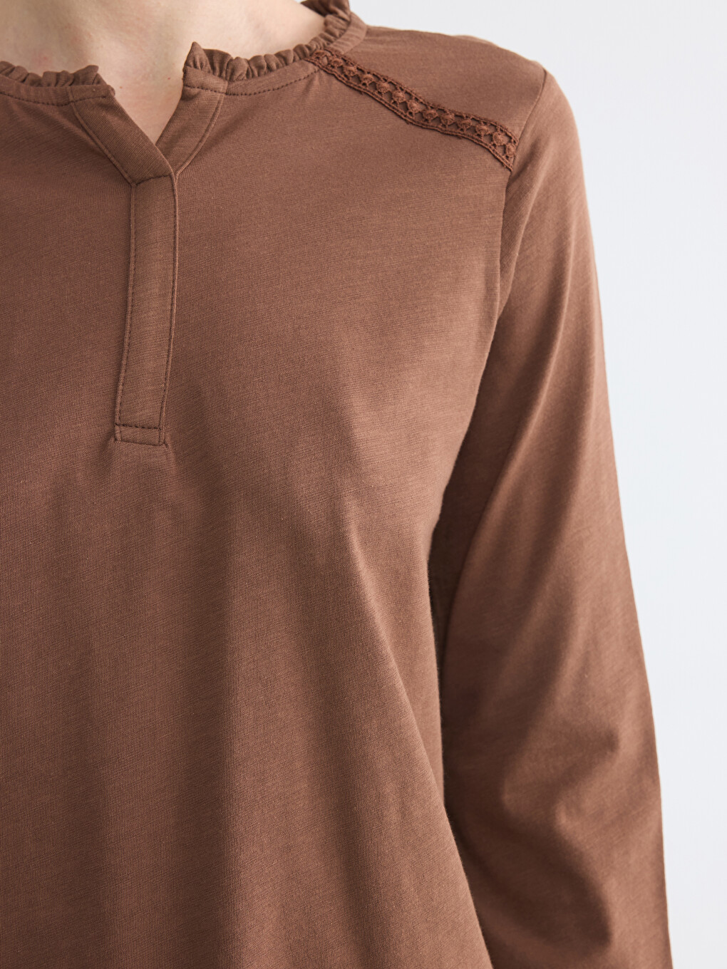 Notch Neck Embroidered Blouse-2