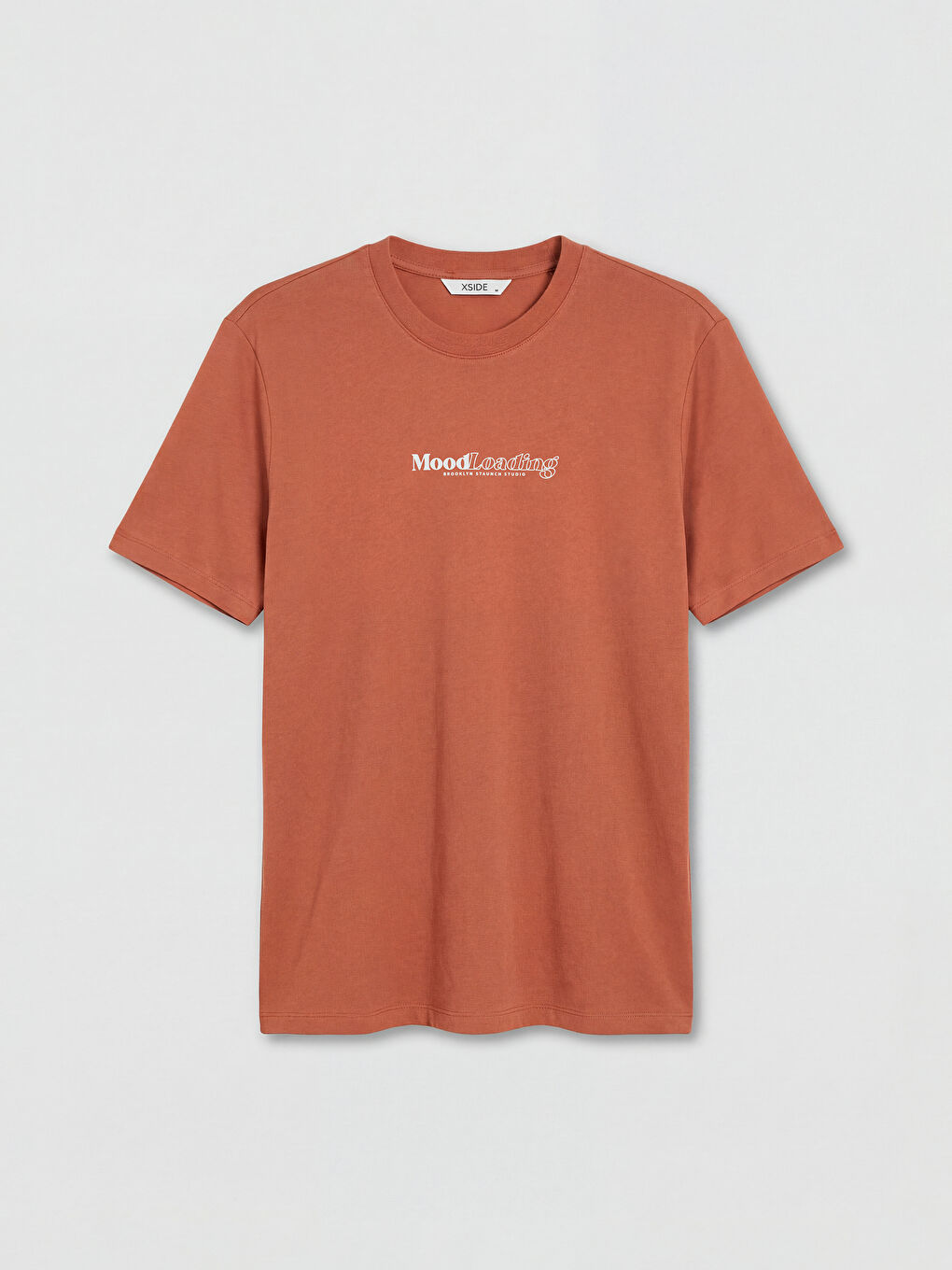 Kahverengi Bisiklet Yaka Baskılı Erkek Tişört