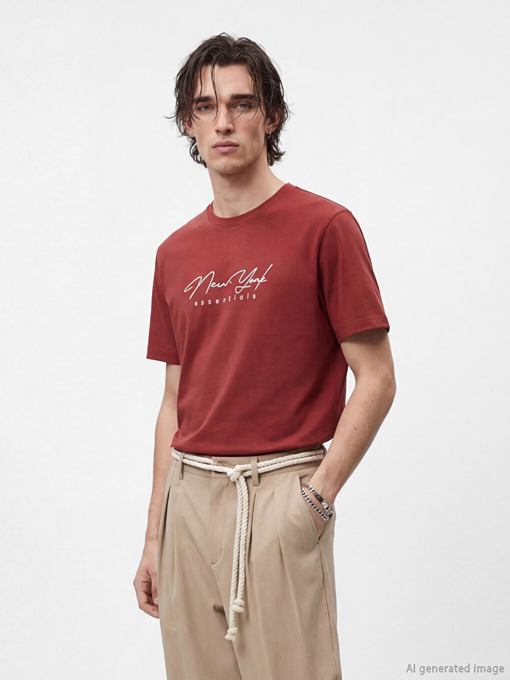 Crew Neck New York Printed Men's Jersey T-Shirt