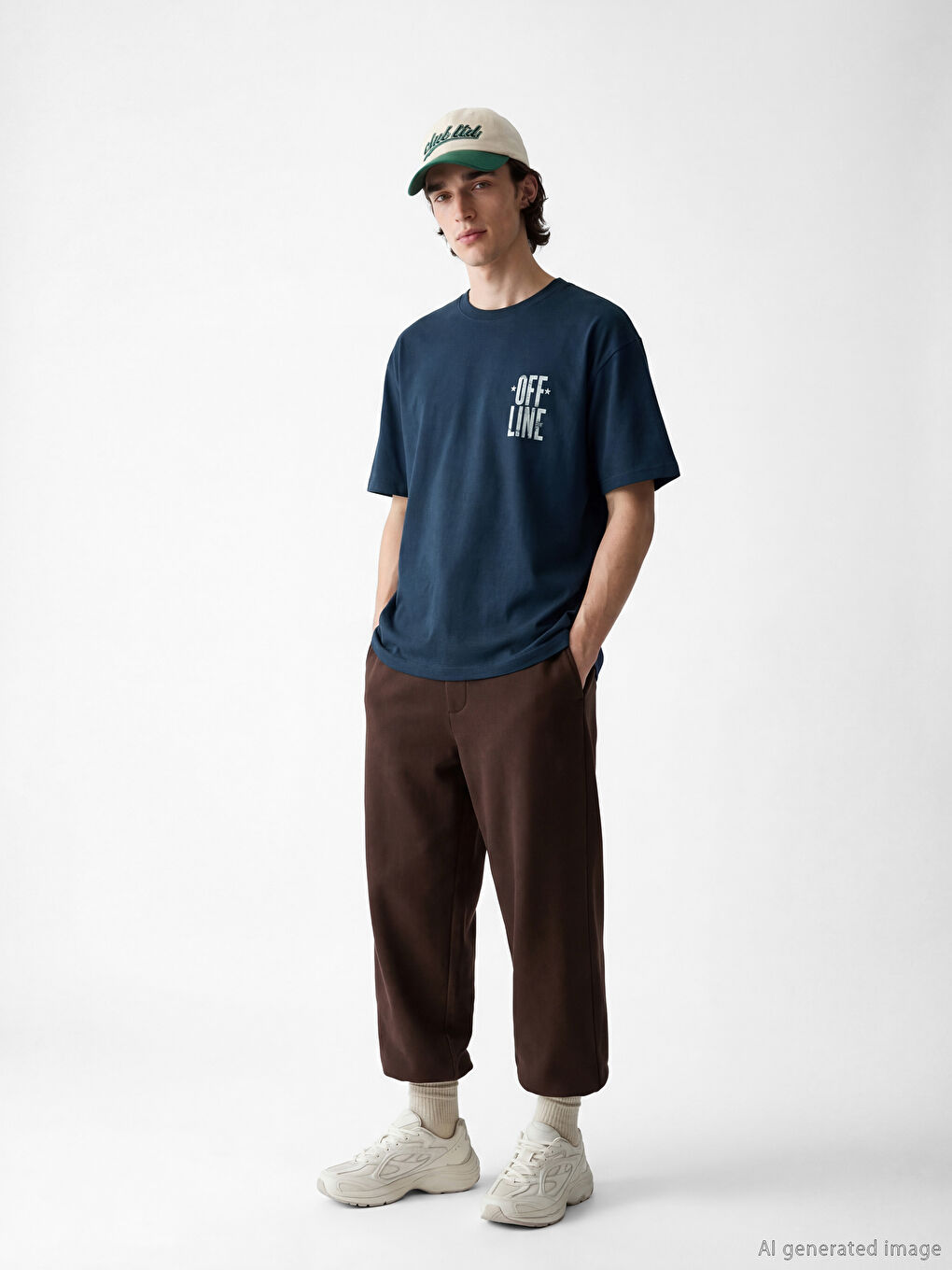 Мужская футболка с круглым вырезом и принтом-1