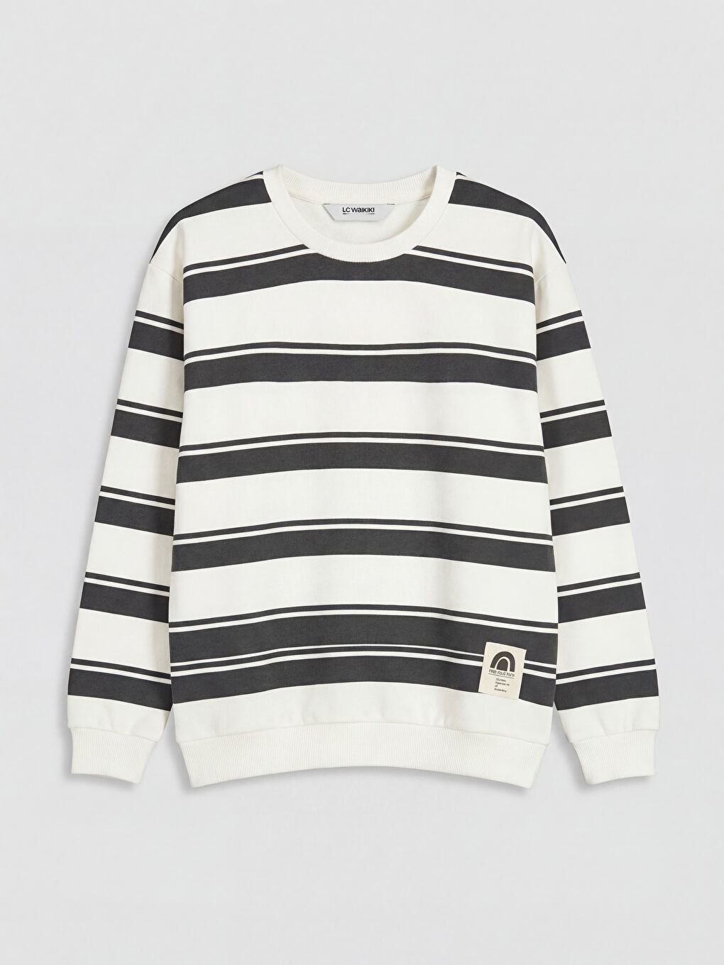 Antrasit Bisiklet Yaka Çizgili Erkek Çocuk Sweatshirt