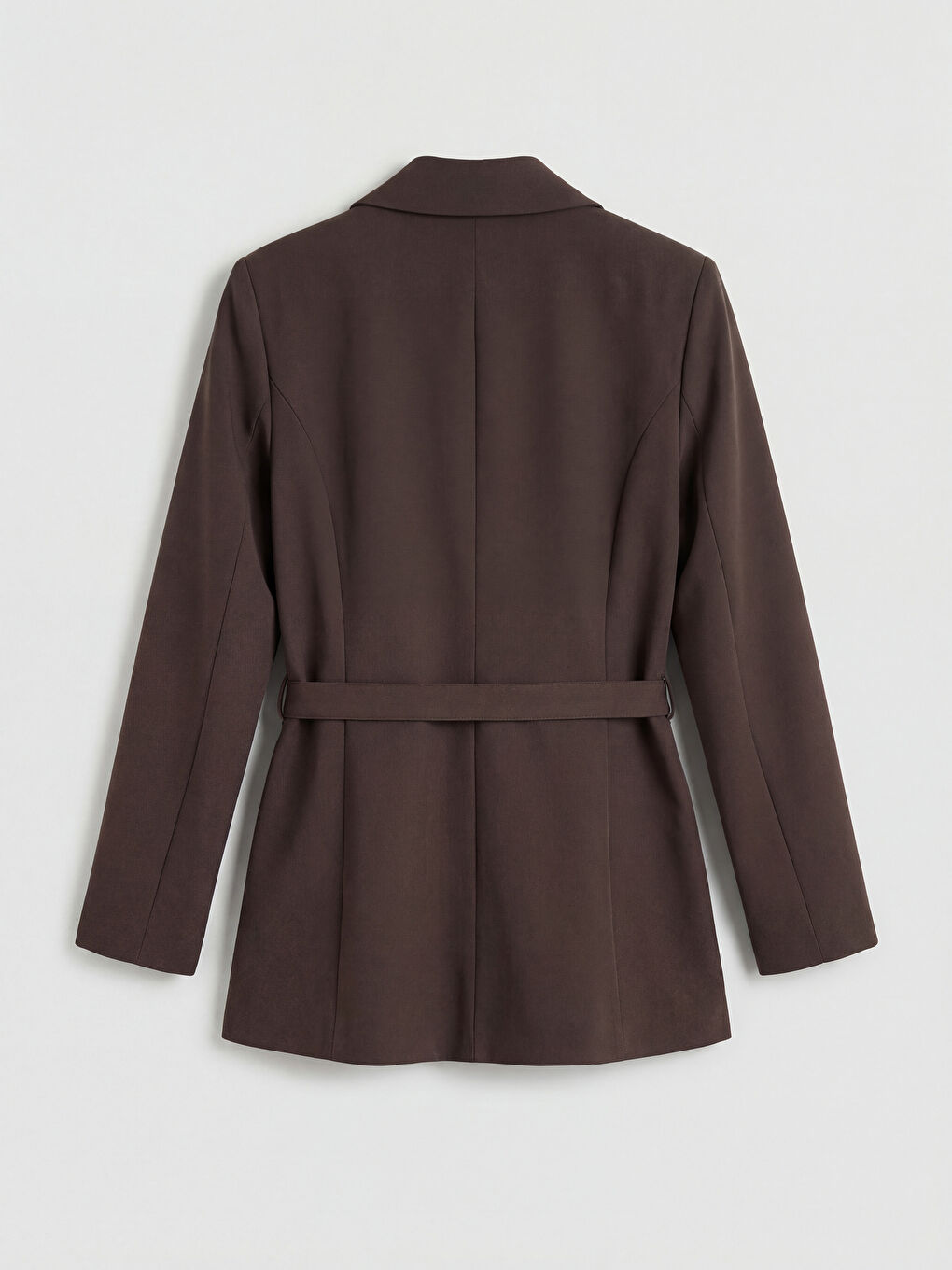 Kahverengi Beli Kemerli Kadın Blazer Ceket-1