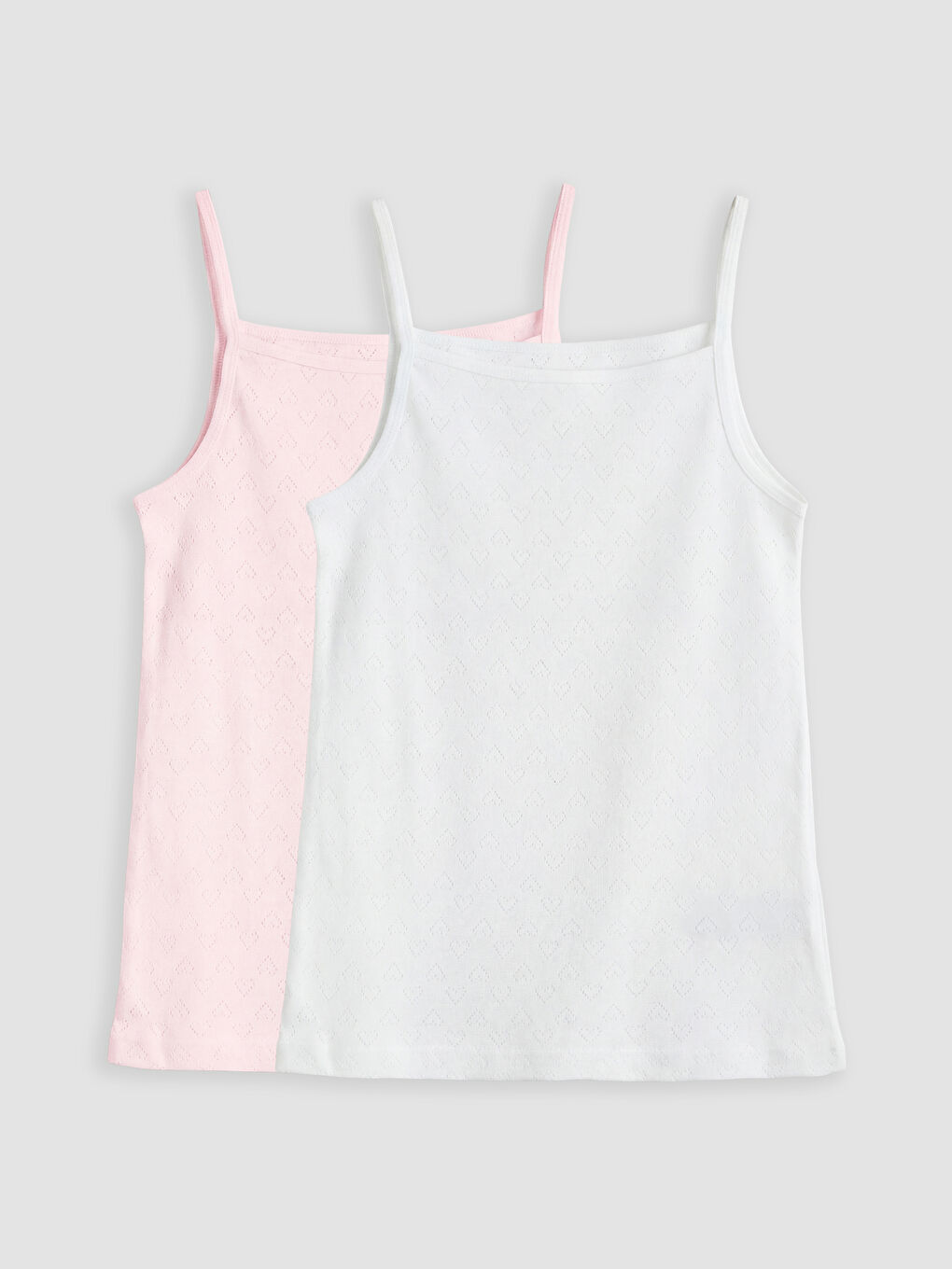 Beyaz Kare Yaka Kız Çocuk İp Askılı Atlet 2'li