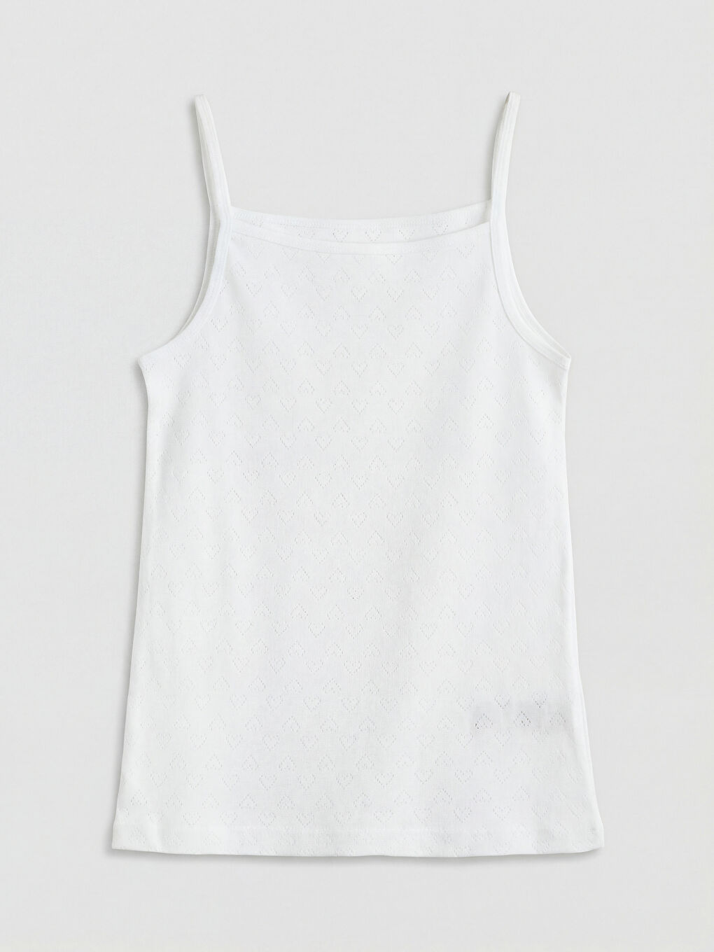 Beyaz Kare Yaka Kız Çocuk İp Askılı Atlet 2'li-1