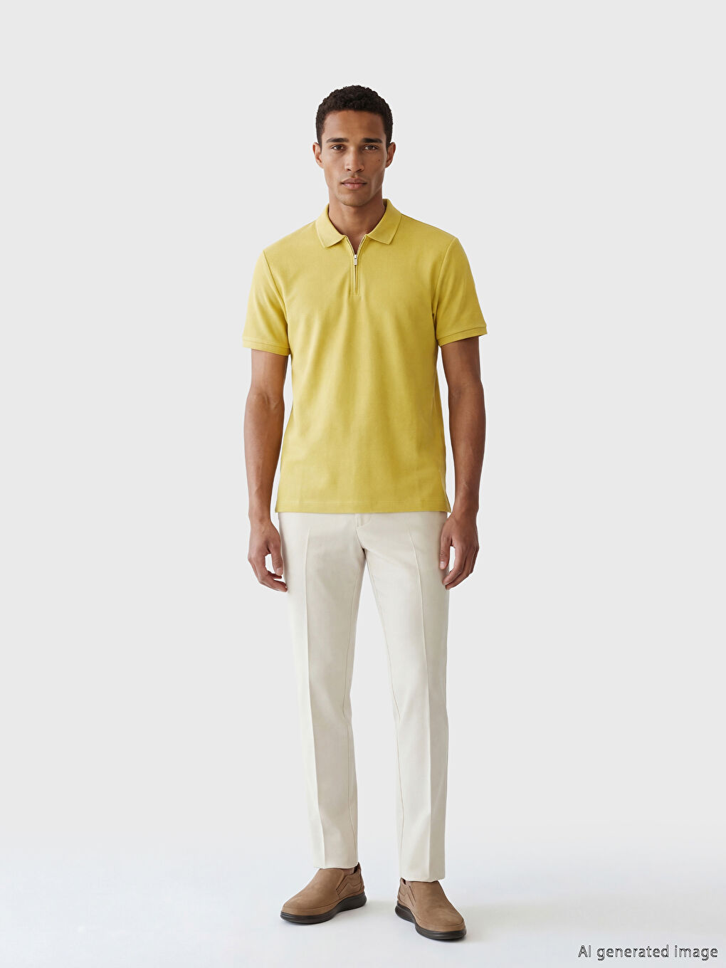 Sarı Polo Yaka Erkek Tişört-1