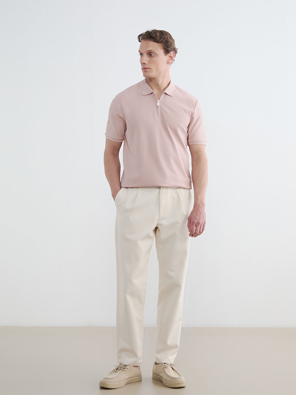 Pembe Polo Yaka Erkek Tişört-2