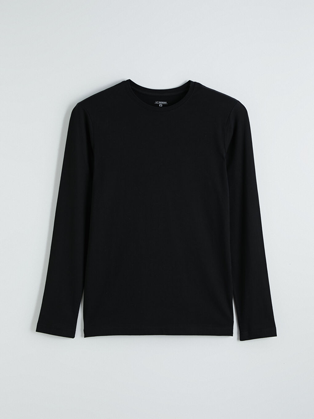 Siyah Bisiklet Yaka Uzun Kollu Erkek Atlet