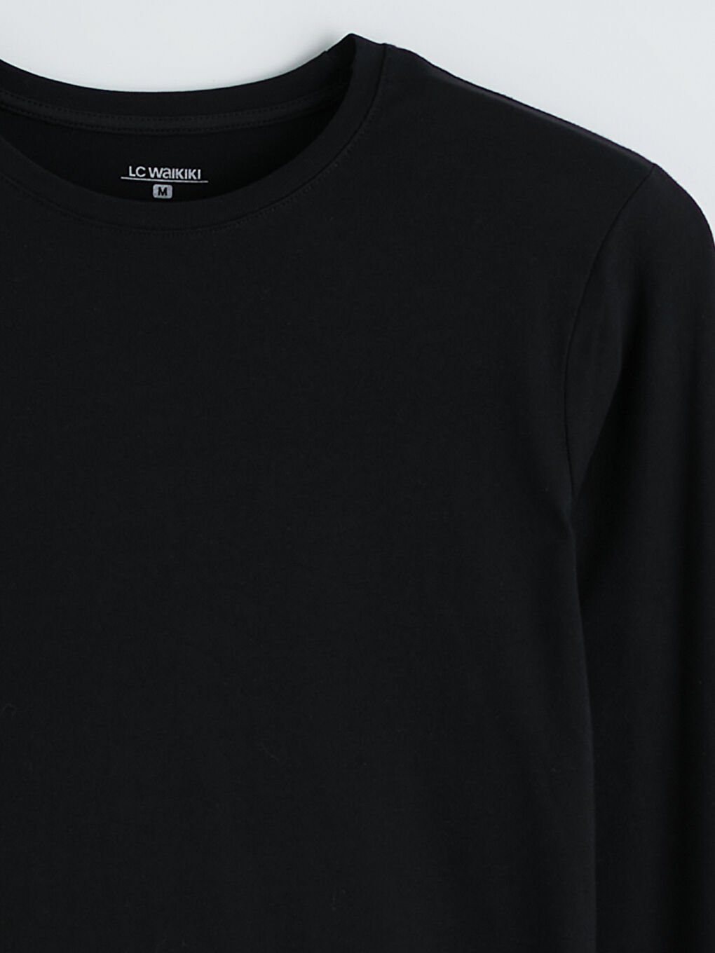 Siyah Bisiklet Yaka Uzun Kollu Erkek Atlet-1