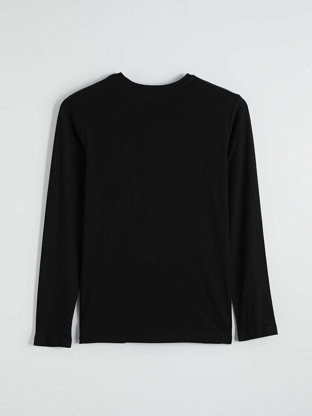 Siyah Bisiklet Yaka Uzun Kollu Erkek Atlet-2