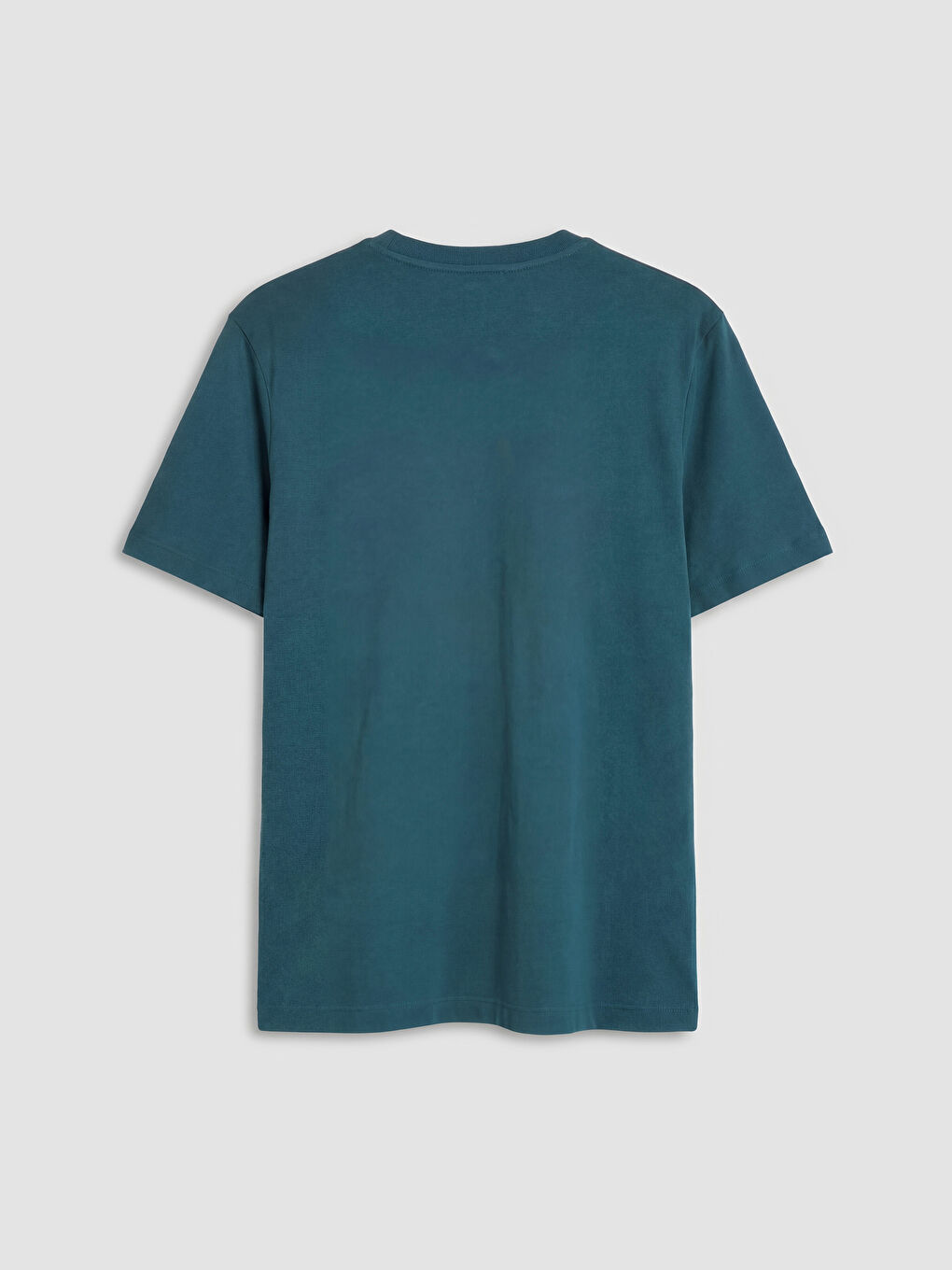 Petrol Bisiklet Yaka Baskılı Erkek Tişört-1