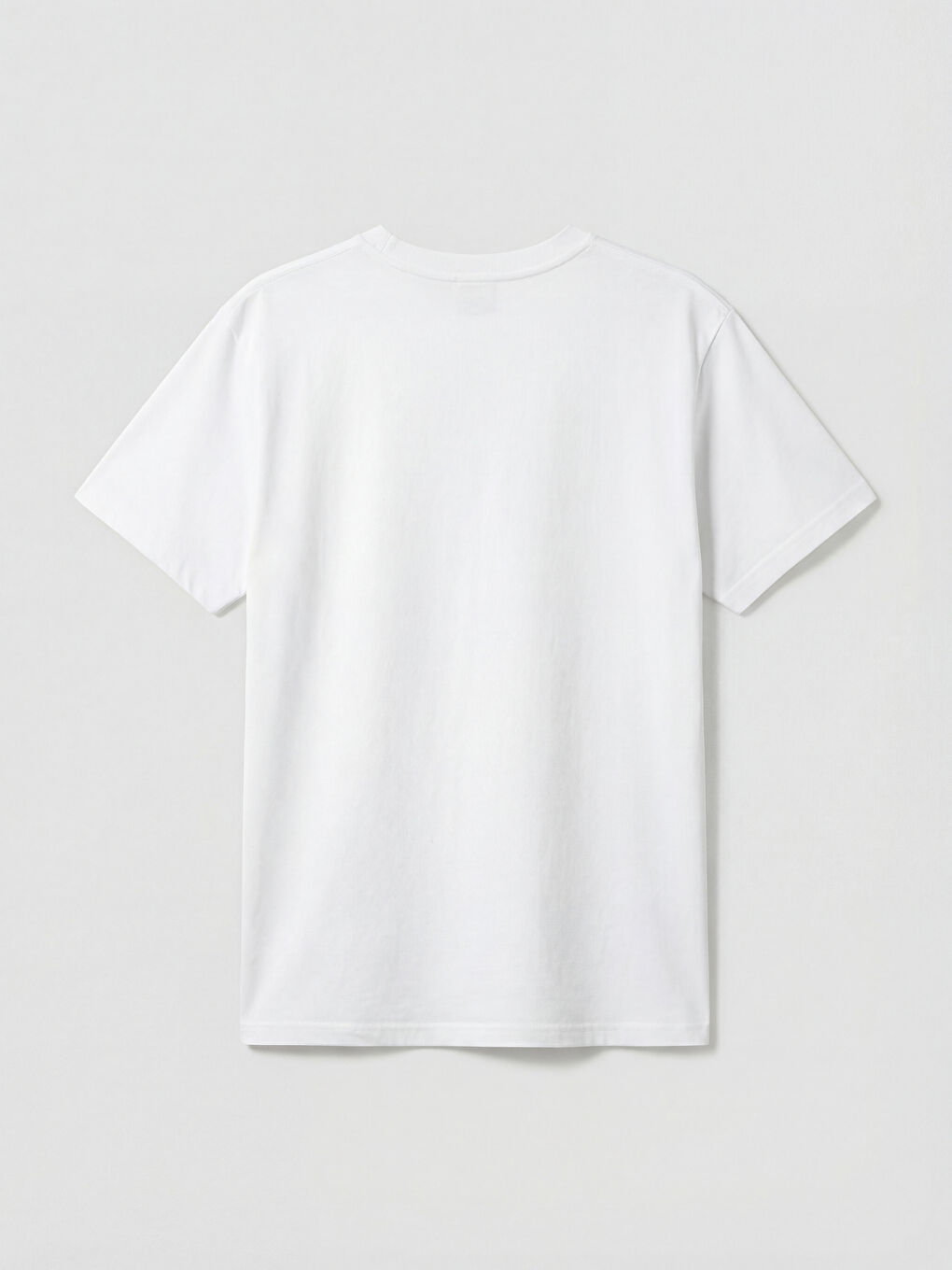 Beyaz Bisiklet Yaka Baskılı Kadın Tişört-5