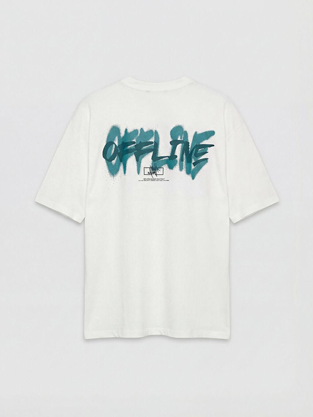 Ekru Bisiklet Yaka Baskılı Penye Erkek Tişört-1