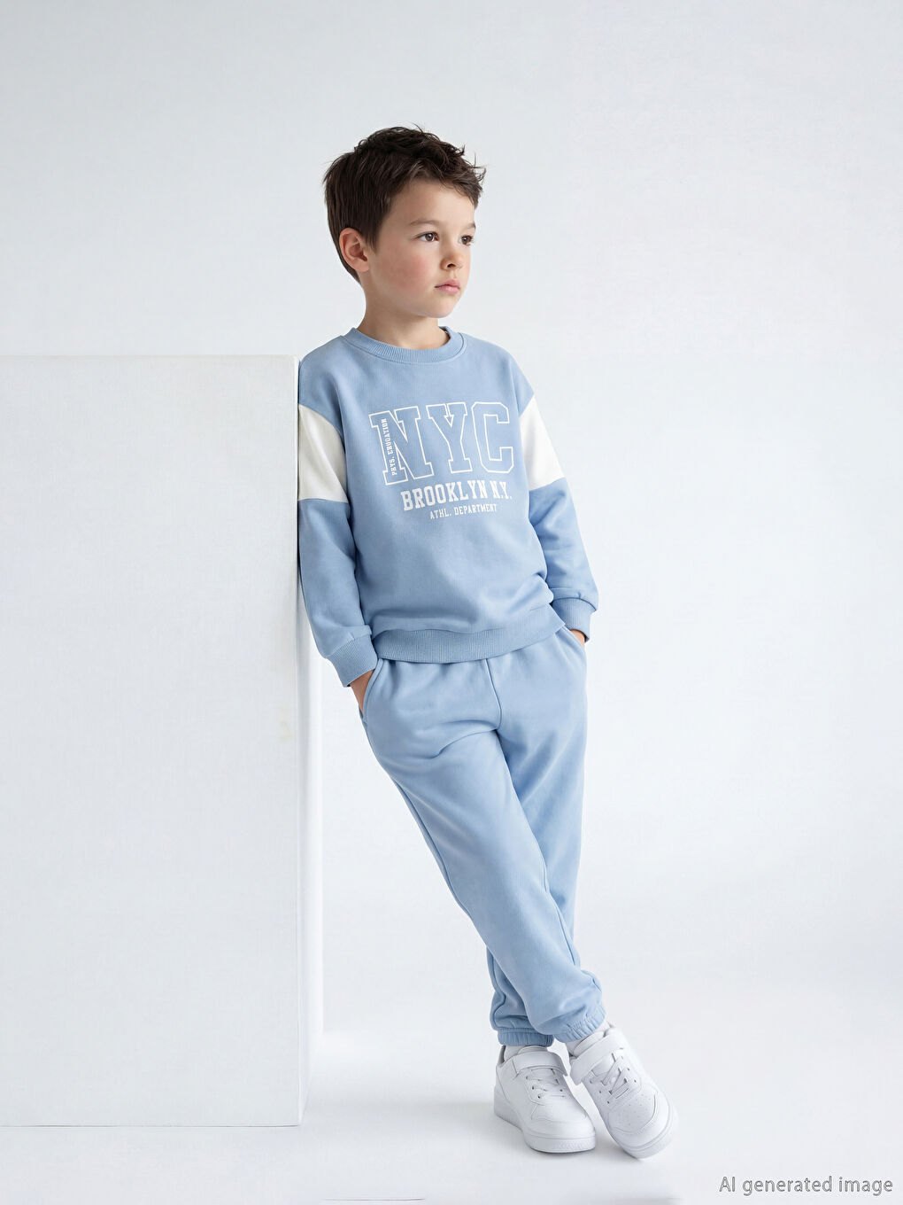 Mavi NYC Baskılı Kalın Erkek Çocuk  Eşofman Takımı