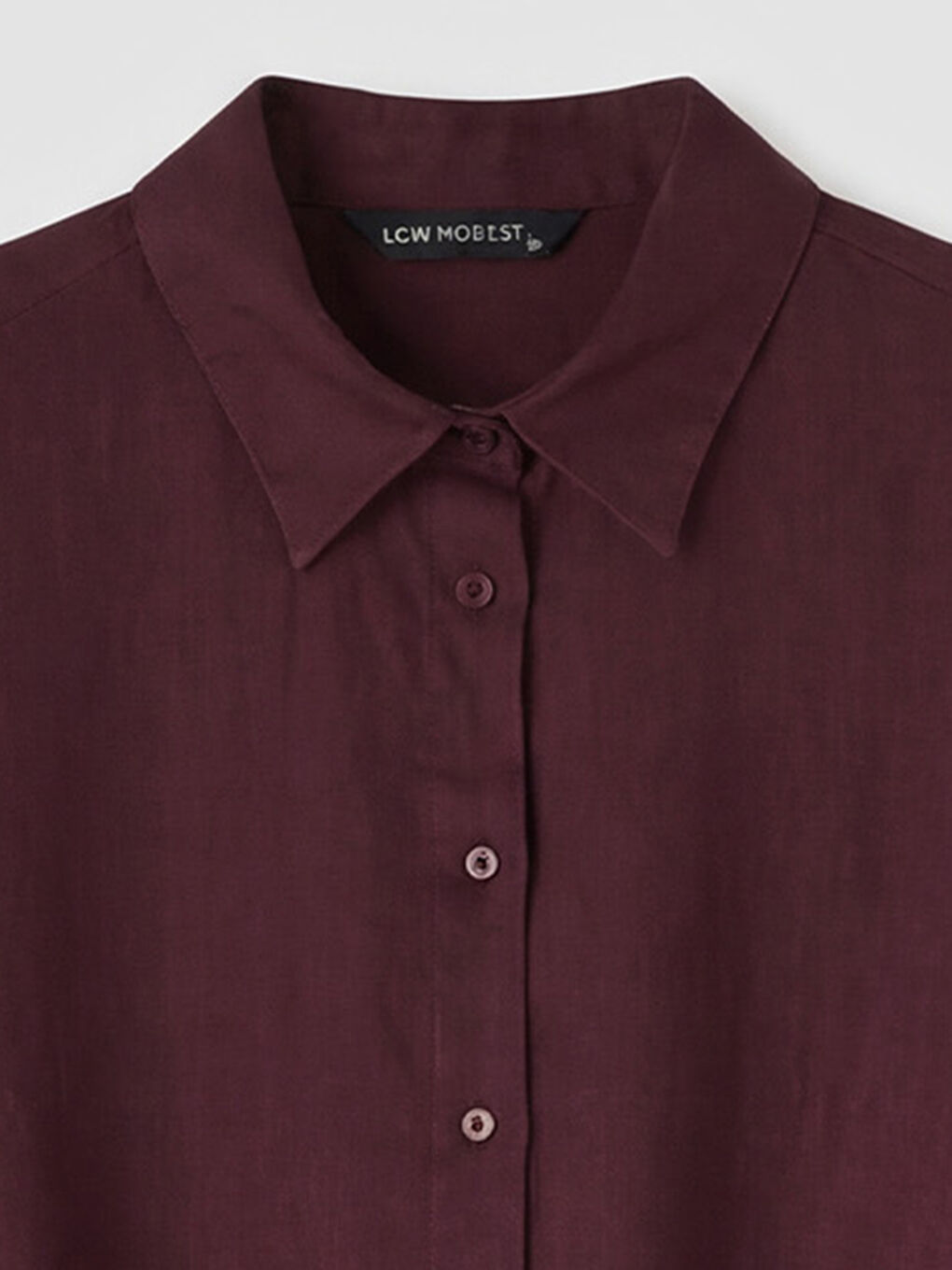 Mürdüm Kuşaklı Keten Gömlek Elbise-2