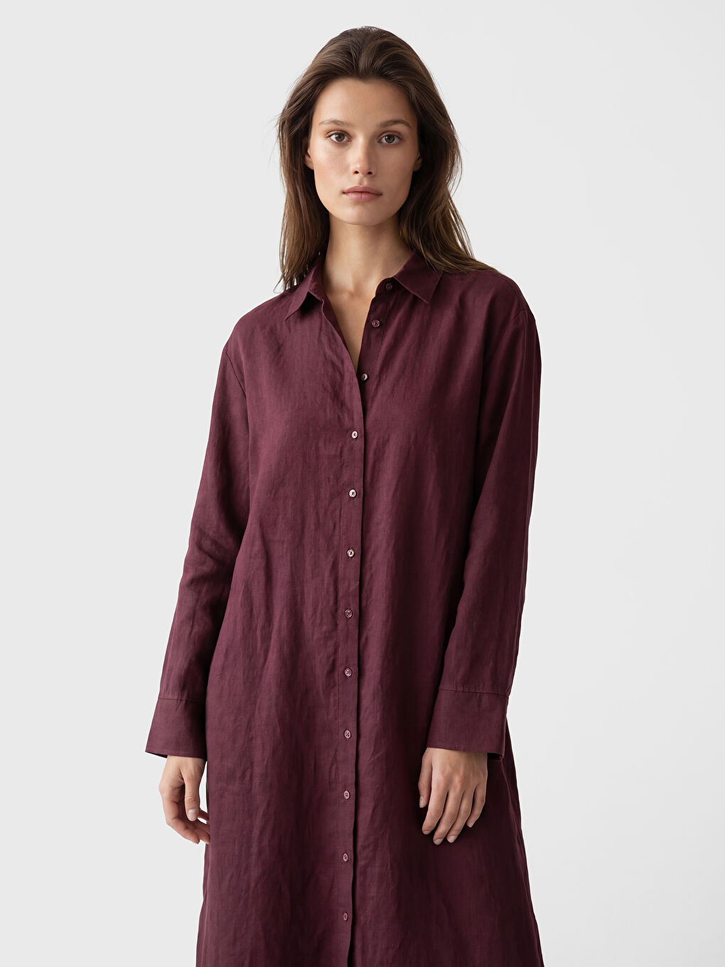 Sashed Linen Shirt Dress-1