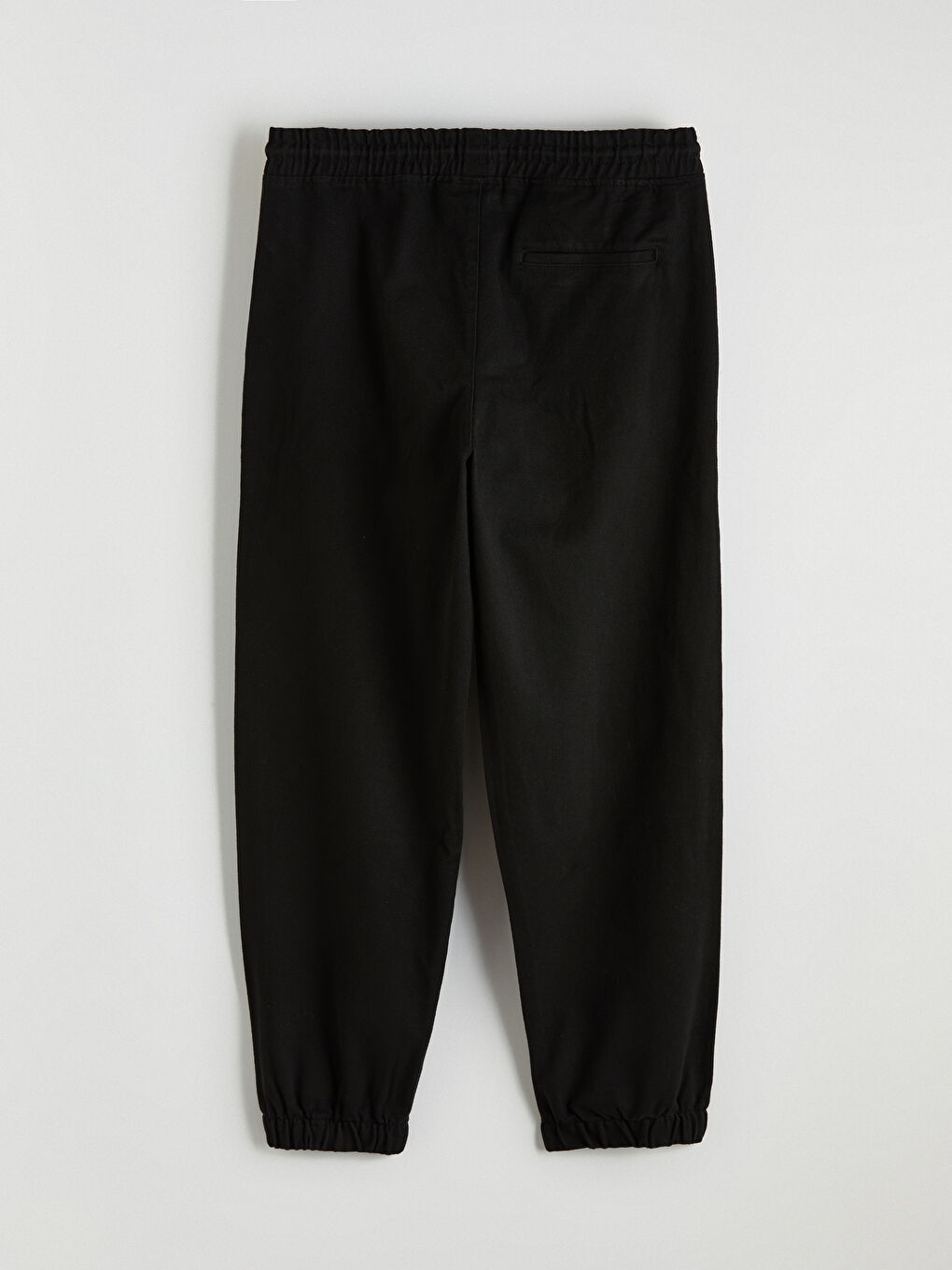Siyah Standart Kalıp Gabardin Erkek Jogger Pantolon-5