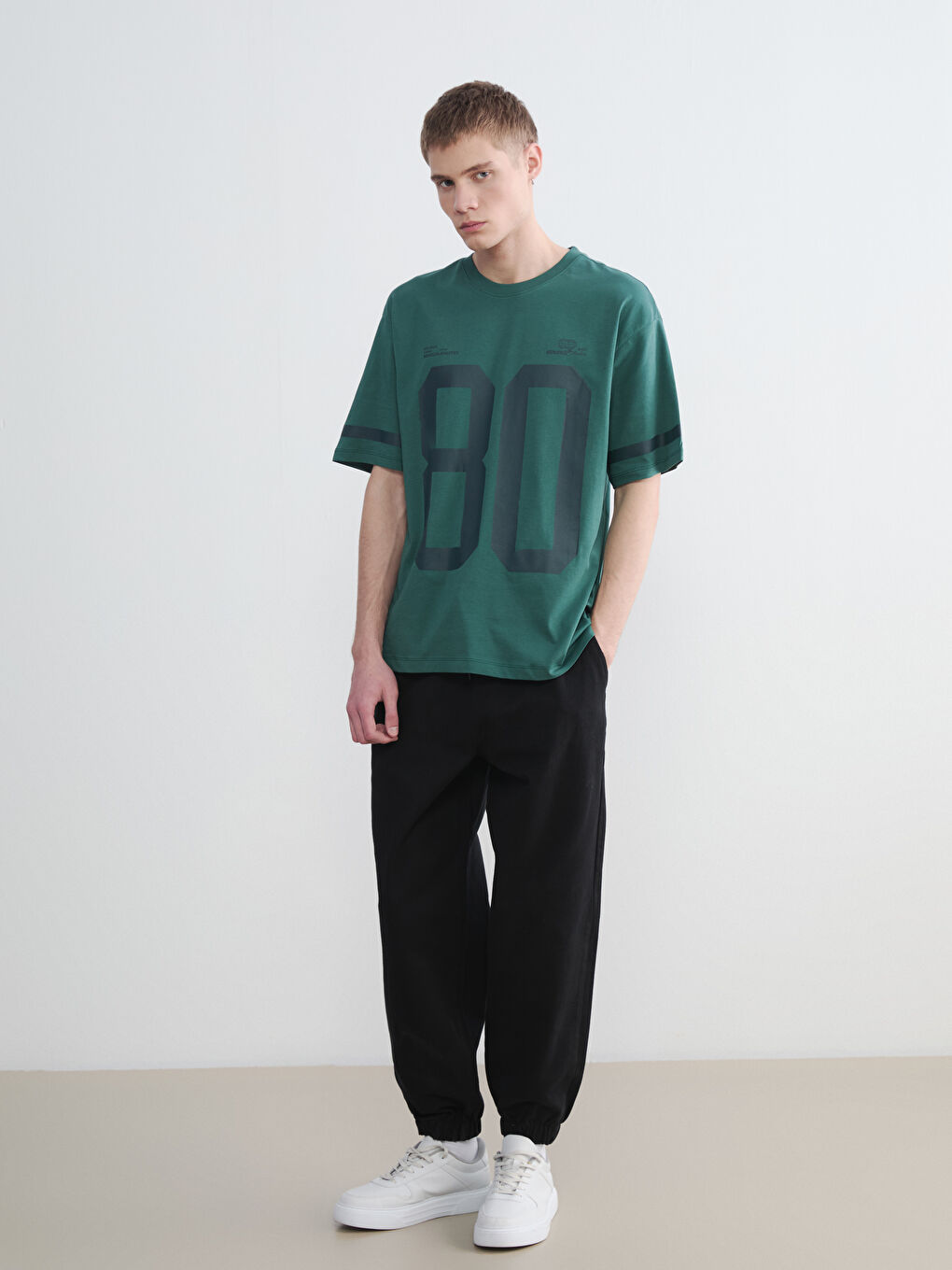 Siyah Standart Kalıp Gabardin Erkek Jogger Pantolon