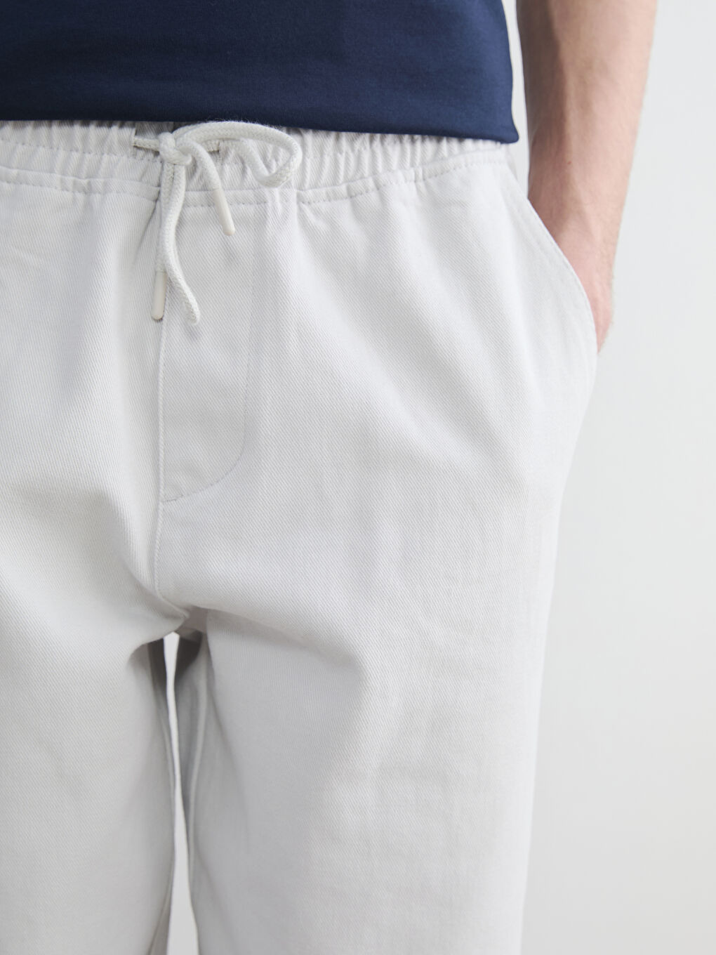 Gri Gabardin Standart Kalıp Erkek Jogger Pantolon-2