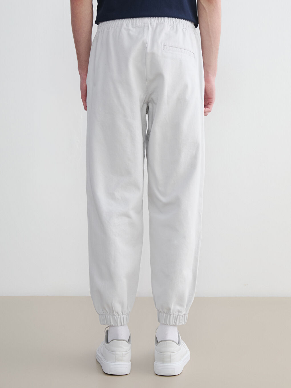 Gri Gabardin Standart Kalıp Erkek Jogger Pantolon-3