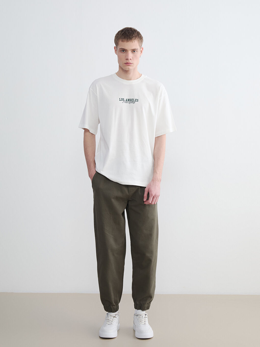 Haki Standart Kalıp Gabardin Erkek Pantolon