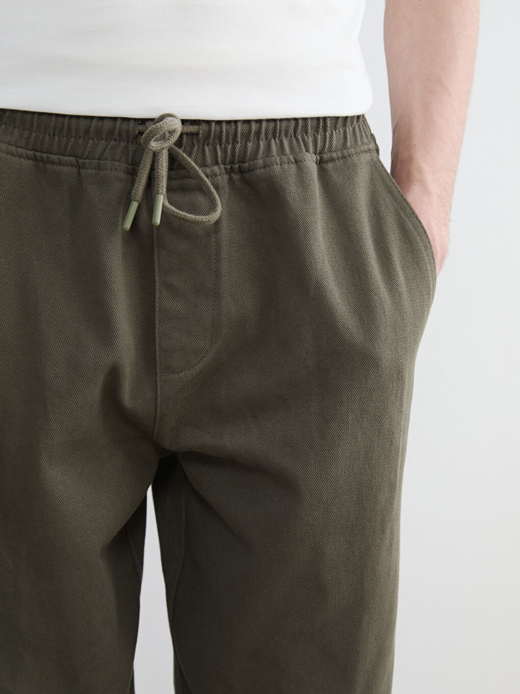 Haki Standart Kalıp Gabardin Erkek Pantolon-2