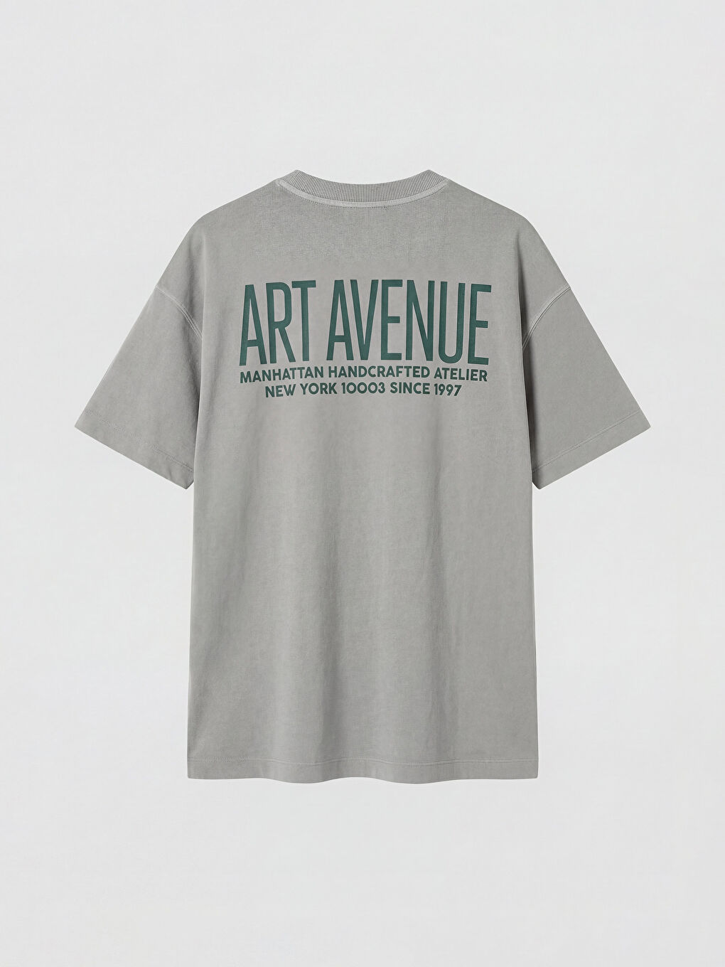 Haki Bisiklet Yaka Baskılı Oversize Kadın Tişört-5