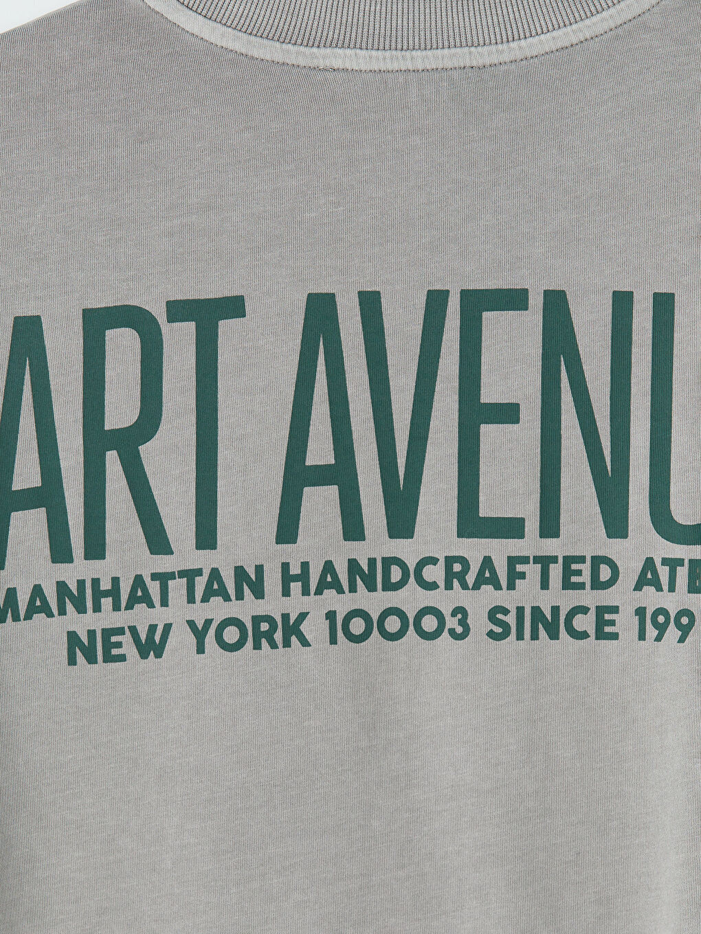 Haki Bisiklet Yaka Baskılı Oversize Kadın Tişört-6