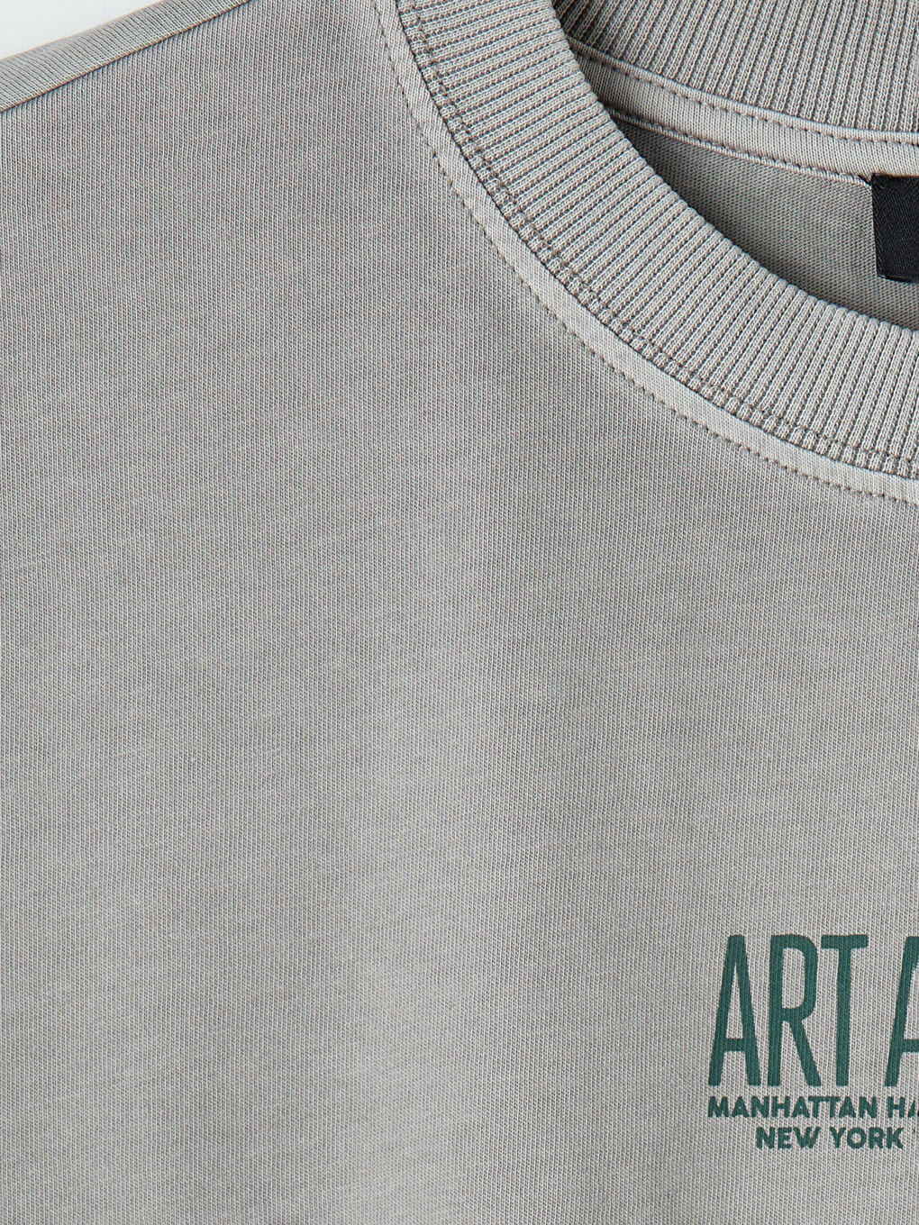 Haki Bisiklet Yaka Baskılı Oversize Kadın Tişört-7