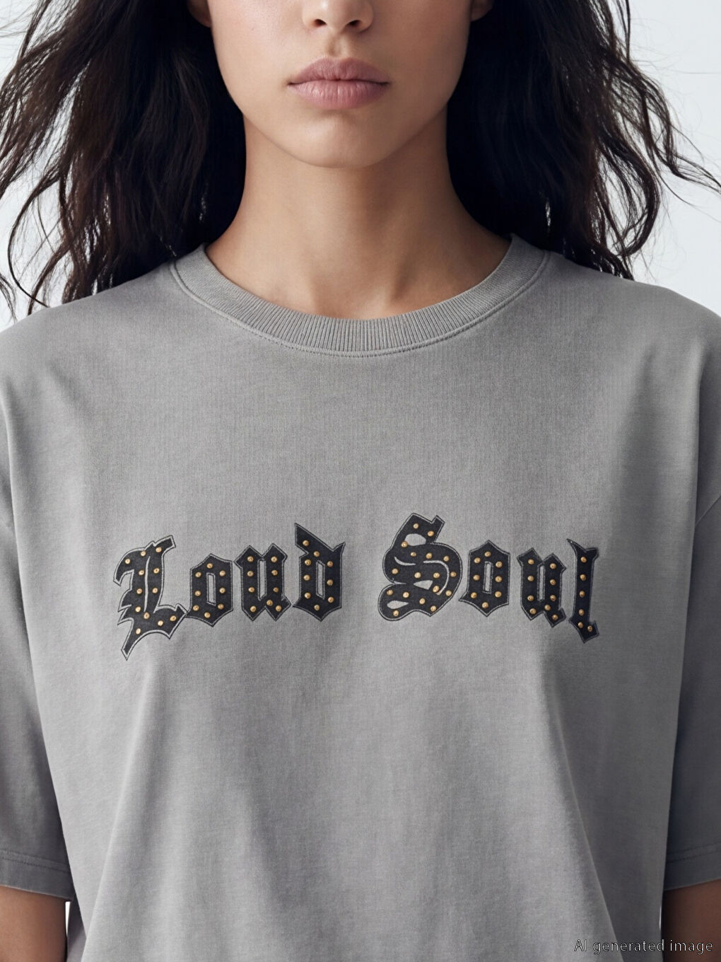 Tricou Oversize Imprimat cu Guler Rotund pentru Femei-2