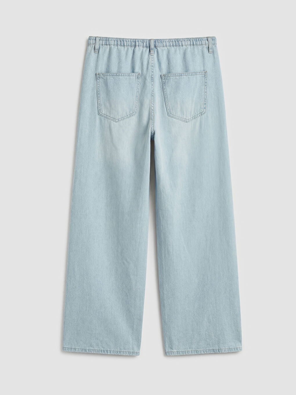 Mavi Beli Lastikli Wideleg Kadın Jean Pantolon-1