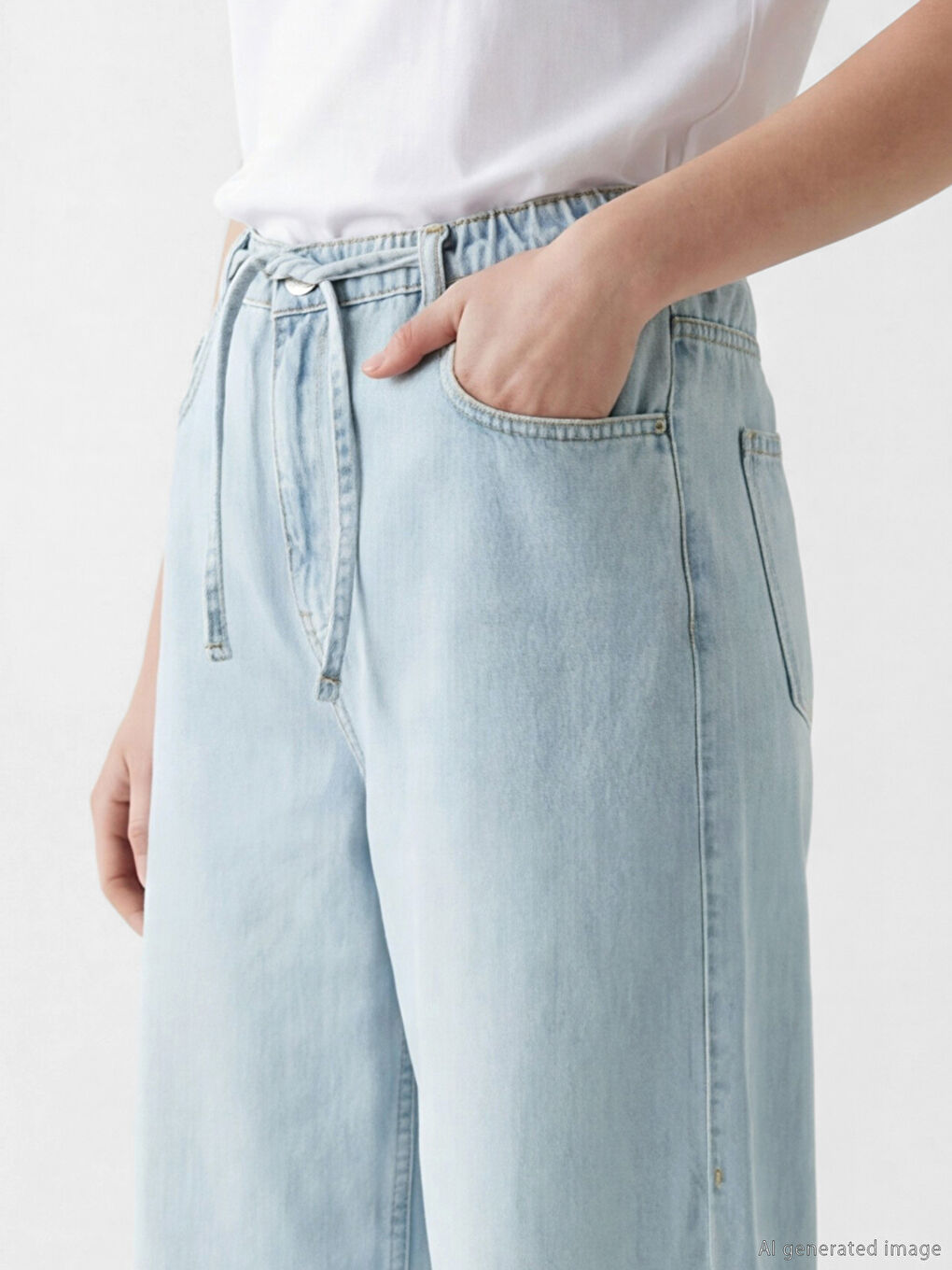 Elastic Waist Wideleg Women's Jeans-2