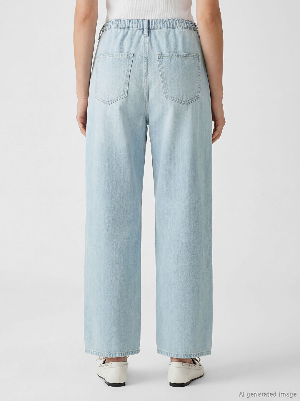 Elastic Waist Wideleg Women's Jeans-3